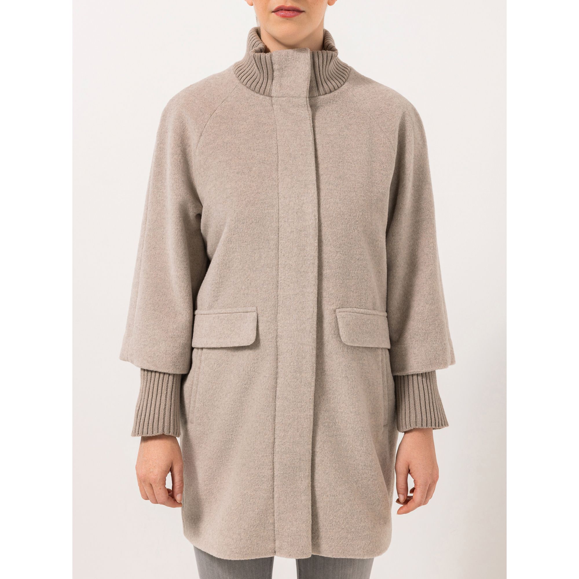 STEFFEN SCHRAUT Wollmantel breite Strickbündchen Kragen aus Rippstrick leger weit