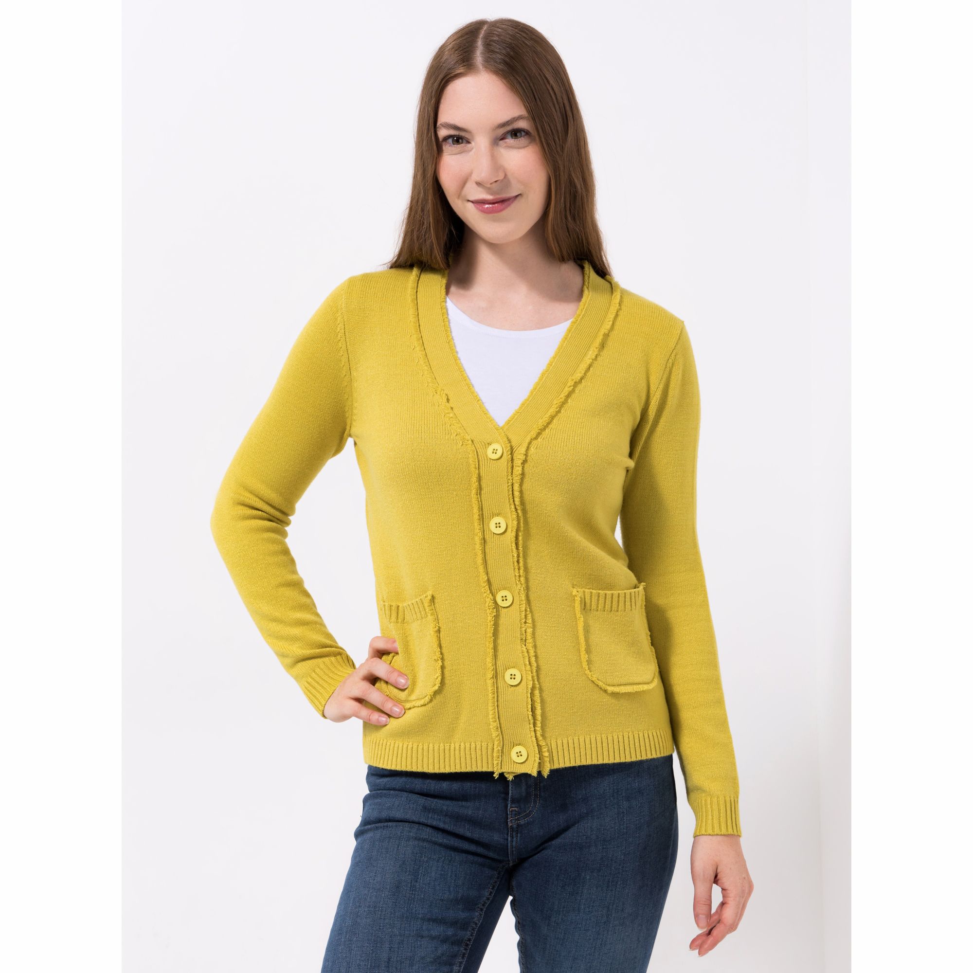 DAWID by Dawid Tomaszewski Cardigan, Taschen Fransendetails figurumspielend