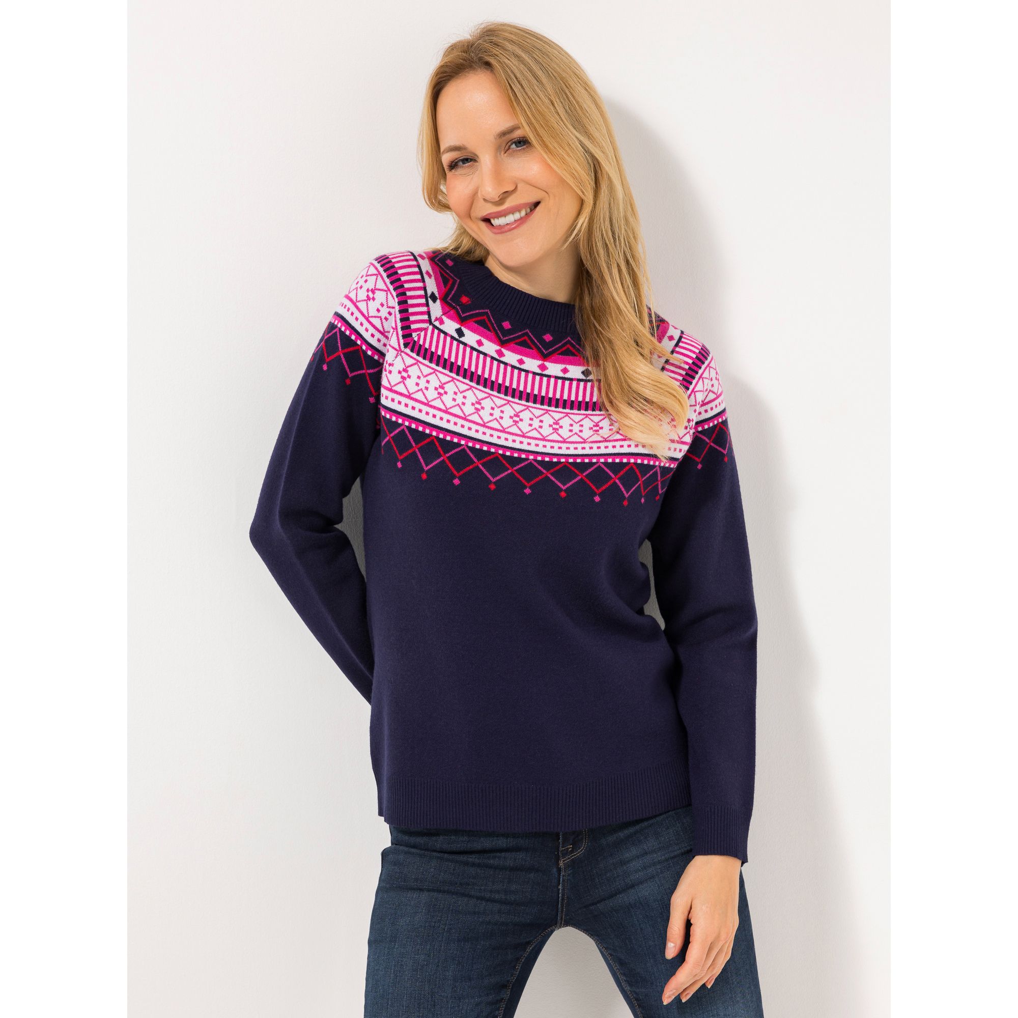 ANNI FOR FRIENDS Pullover, 1/1-Arm Rundhalsausschnitt Rippenbundabschlüsse figurumspielend