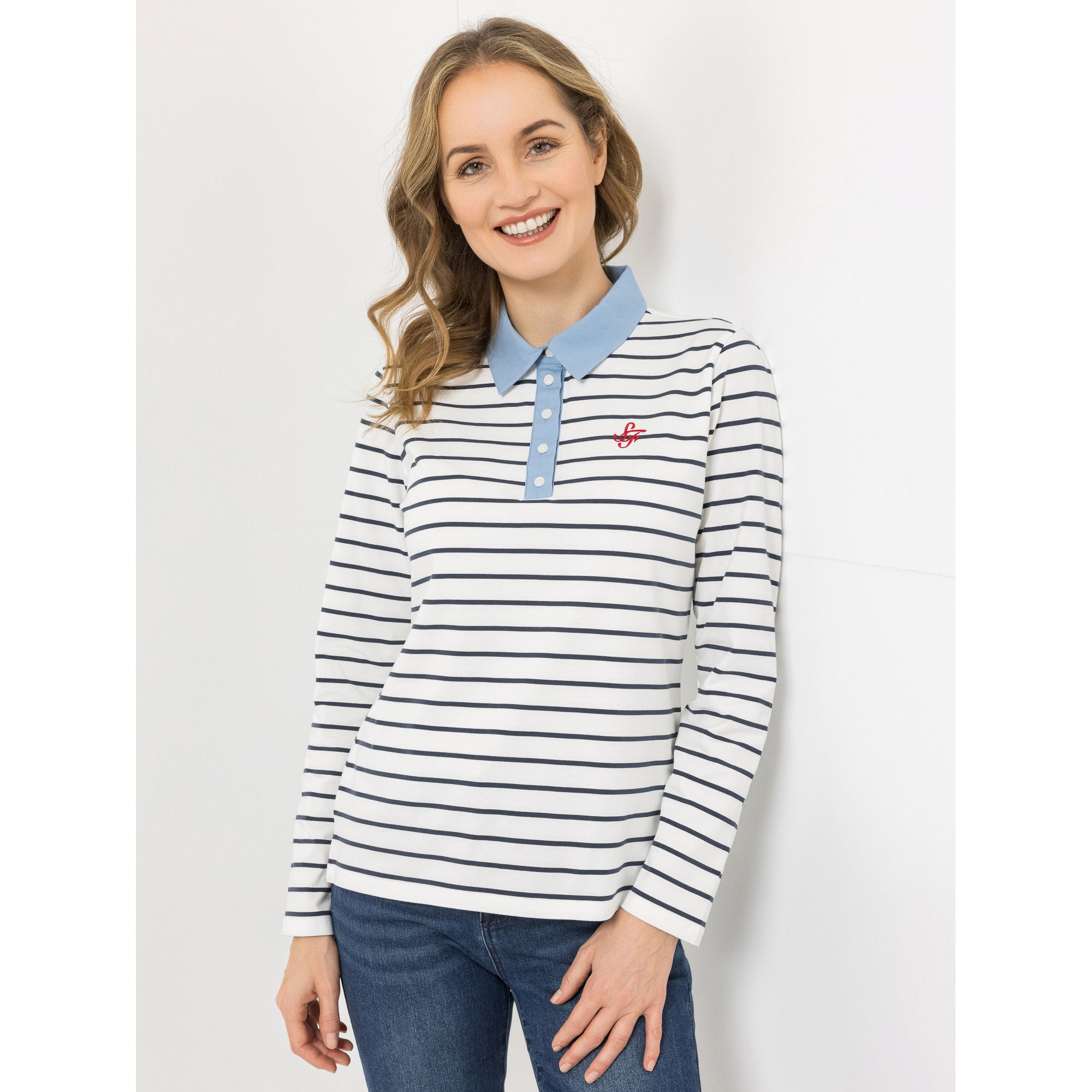 STRANDFEIN Poloshirt, 1/1-Arm Chambray Polokragen OEKO-TEX® Logostickerei