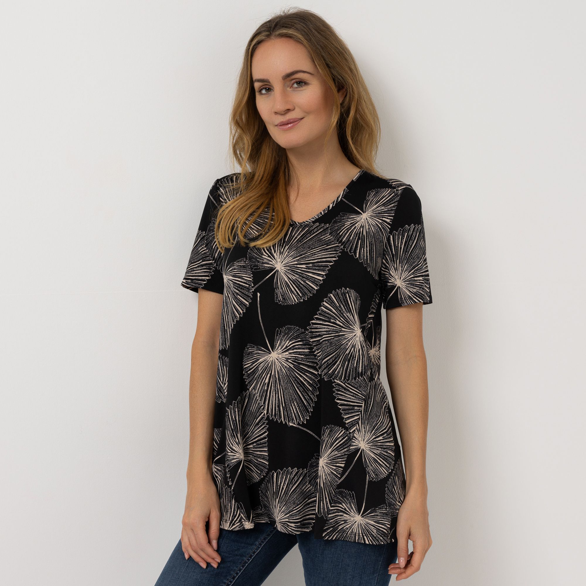 KIM & CO. Longshirt, 1/2-Arm Brazil Knit Jersey ausgestellter Saum figurumspielend