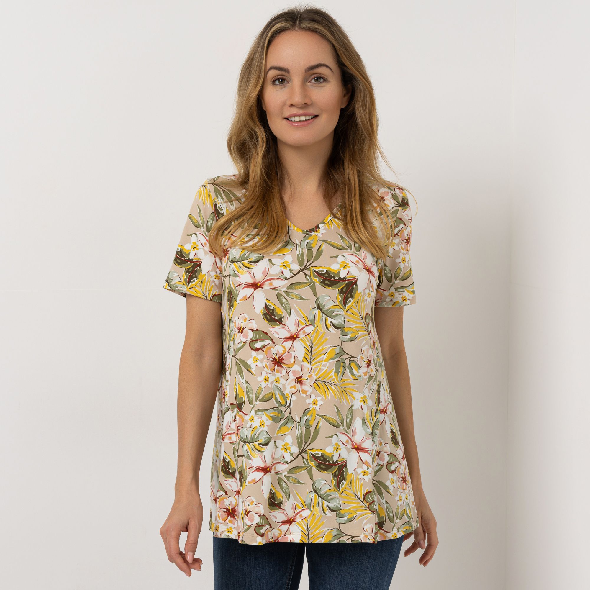 KIM & CO. Longshirt, 1/2-Arm Brazil Knit Jersey ausgestellter Saum figurumspielend