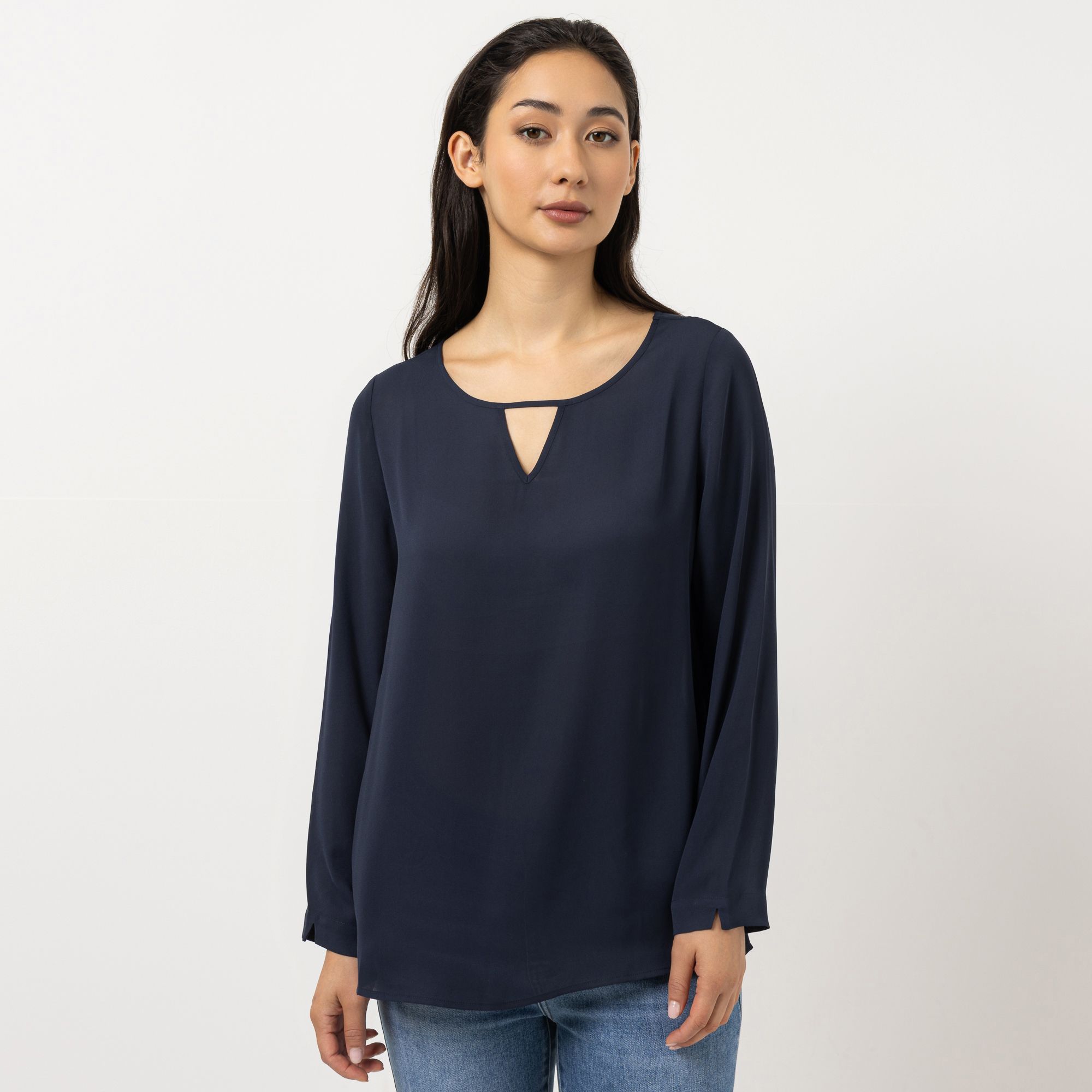 STEFFEN SCHRAUT Bluse Zierausschnitt Seitennahtschlitze leger weit