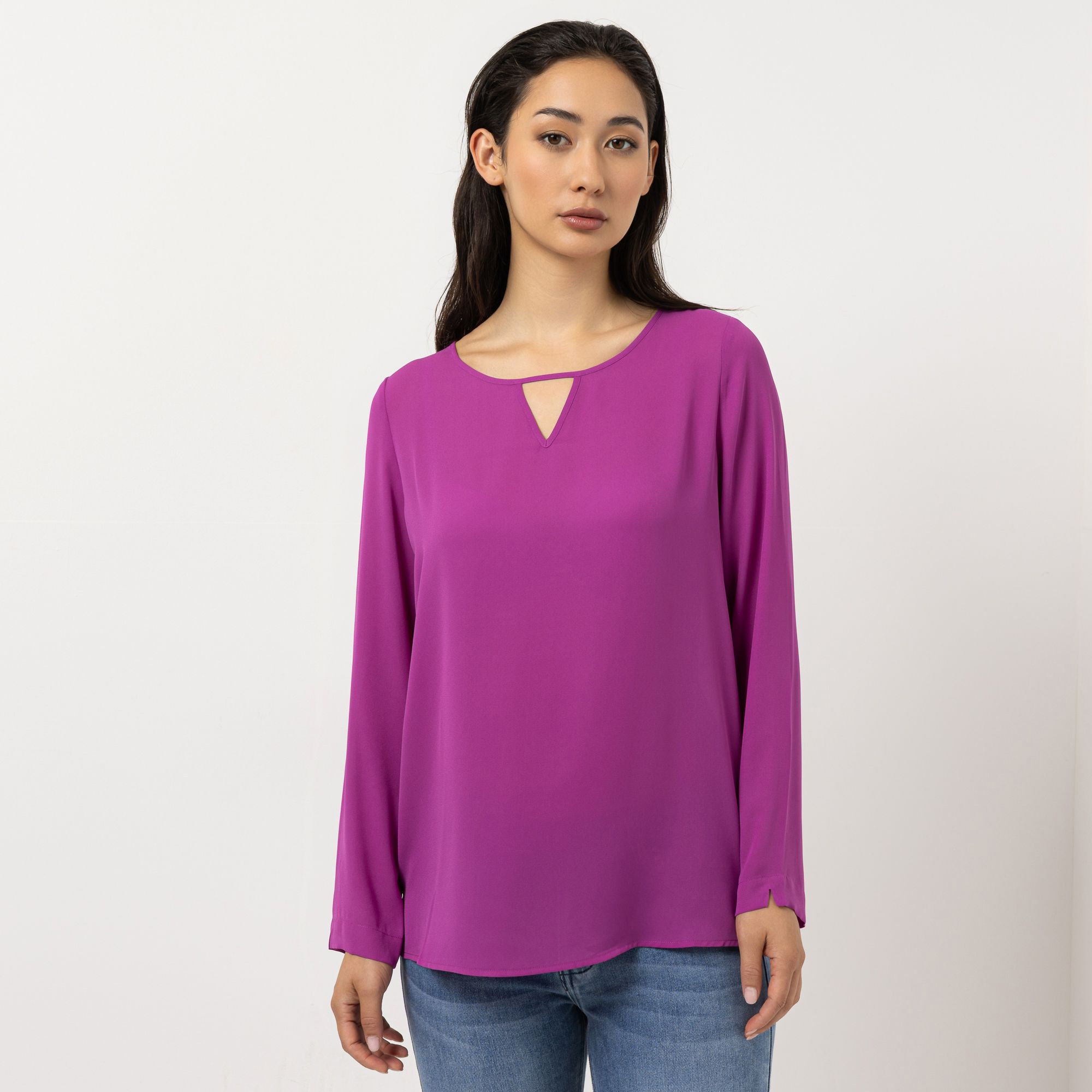 STEFFEN SCHRAUT Bluse Zierausschnitt Seitennahtschlitze leger weit