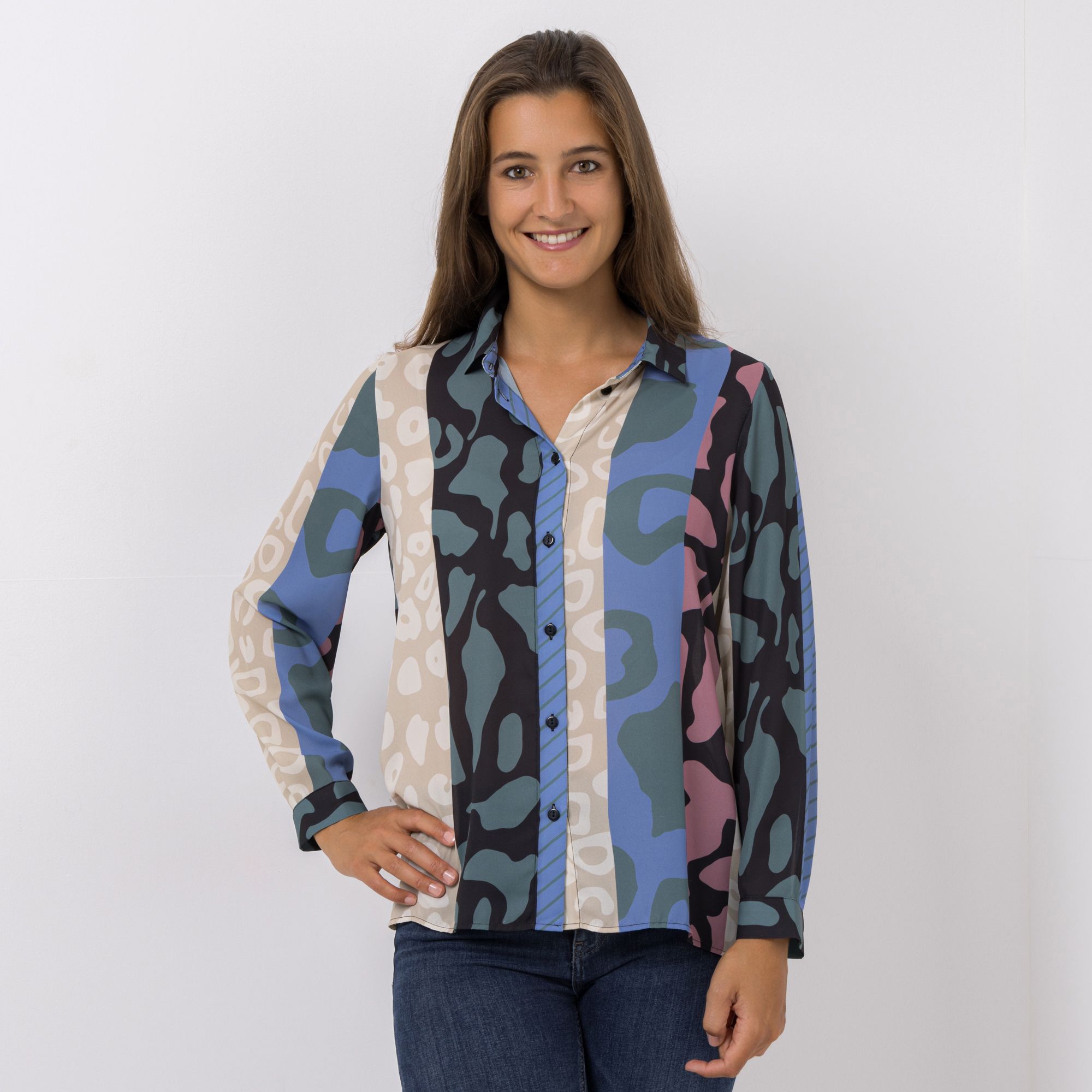 DINE 'N' DANCE Bluse, 1/1-Arm Kragen Knopfleiste leger weit
