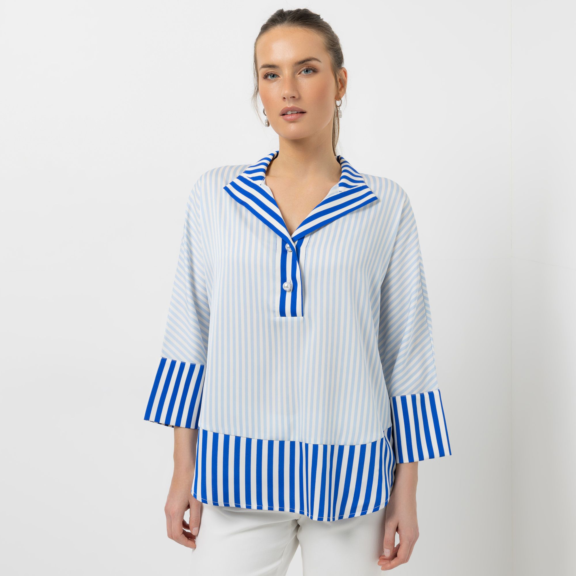 STEFFEN SCHRAUT Bluse, 3/4-Arm Fledermausärmel Schmuckknöpfe leger weit