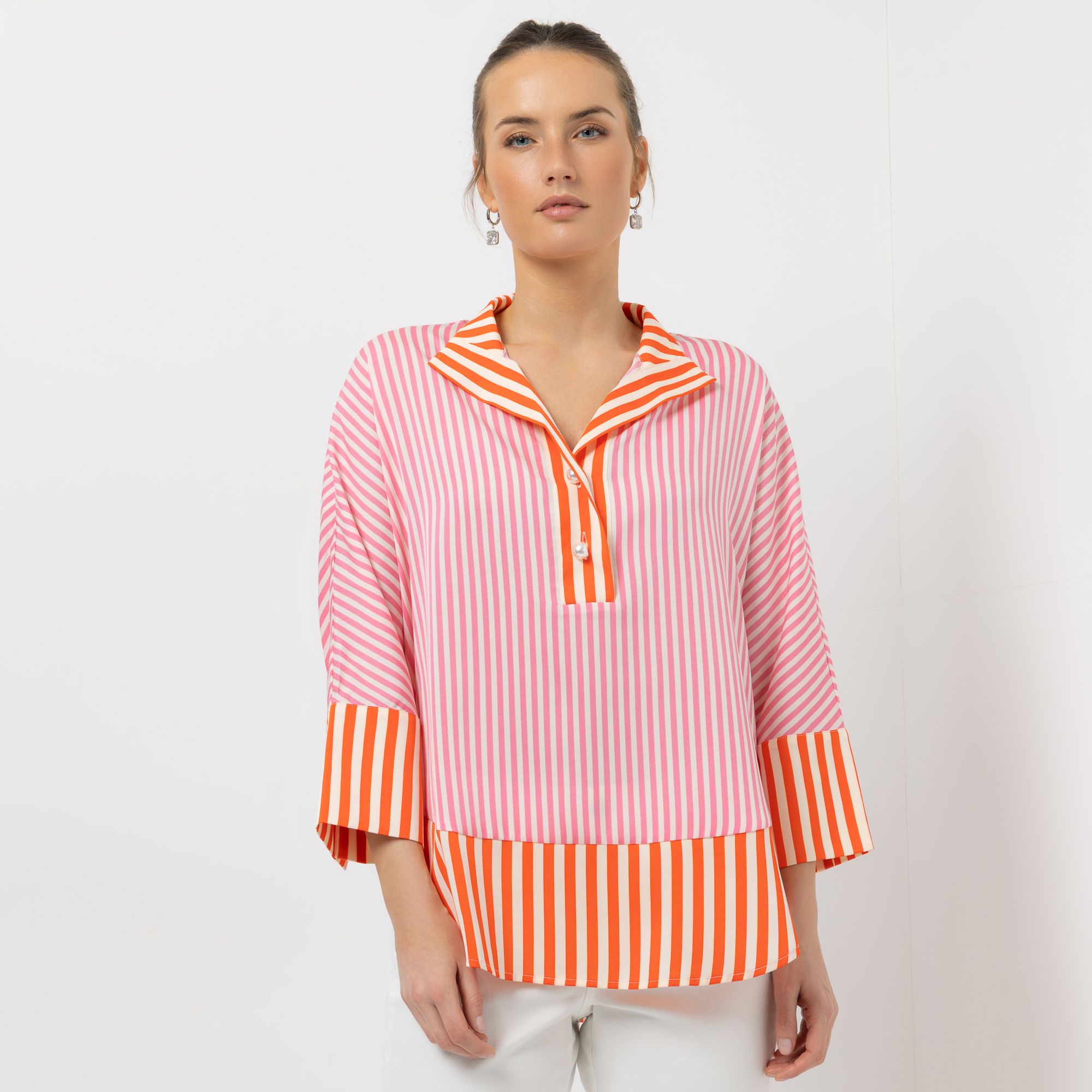 STEFFEN SCHRAUT Bluse, 3/4-Arm Fledermausärmel Schmuckknöpfe leger weit