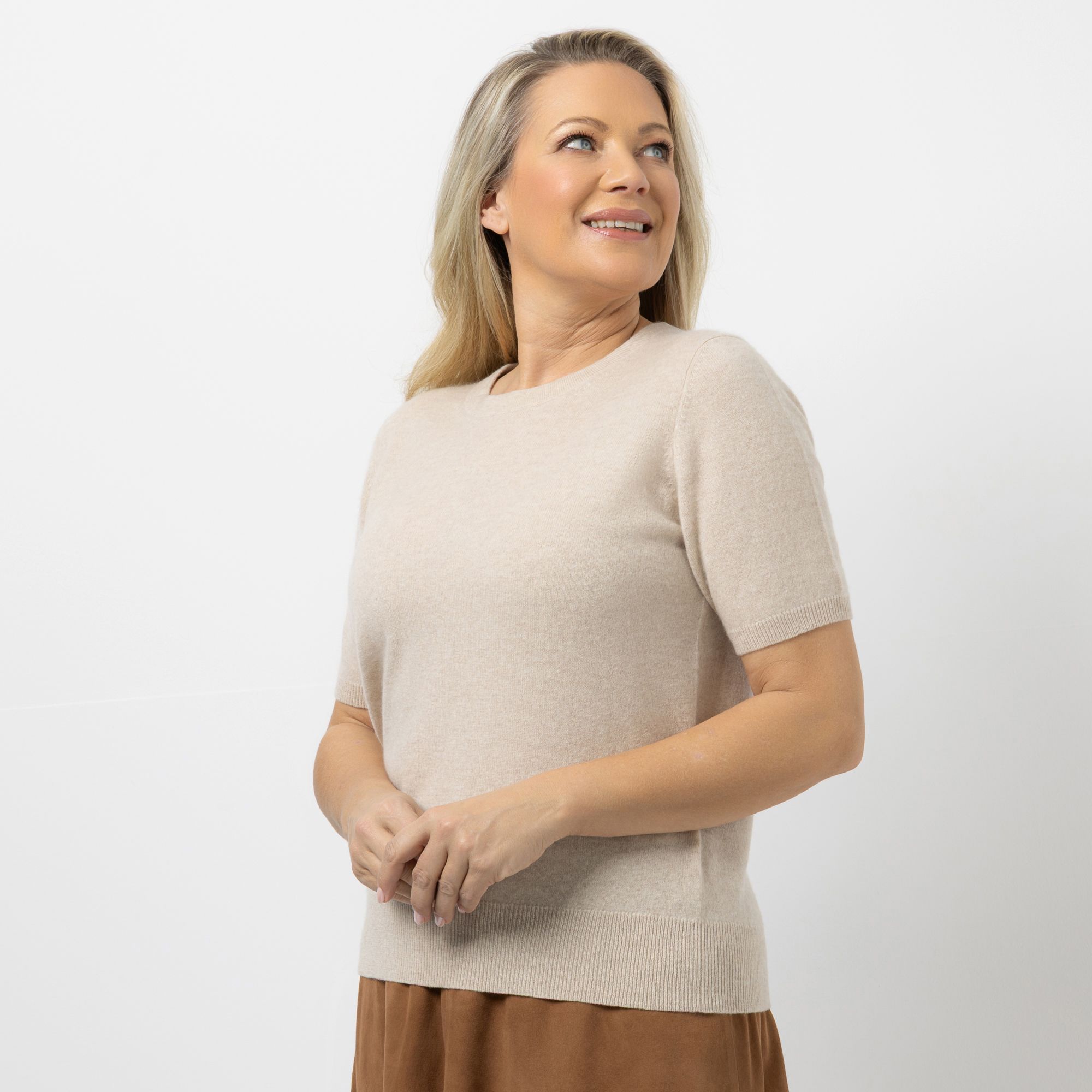 ANNA VON GRIESHEIM Pullover, 1/2-Arm 100% Kaschmir Rundhalsausschnitt figurumspielend