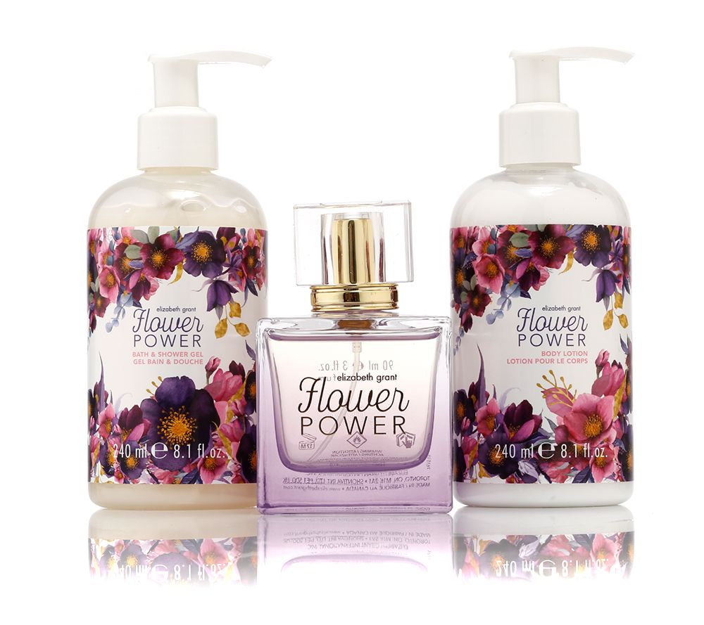 ELIZABETH GRANT Flower Power Eau de Parfum 90ml, Showergel 240ml