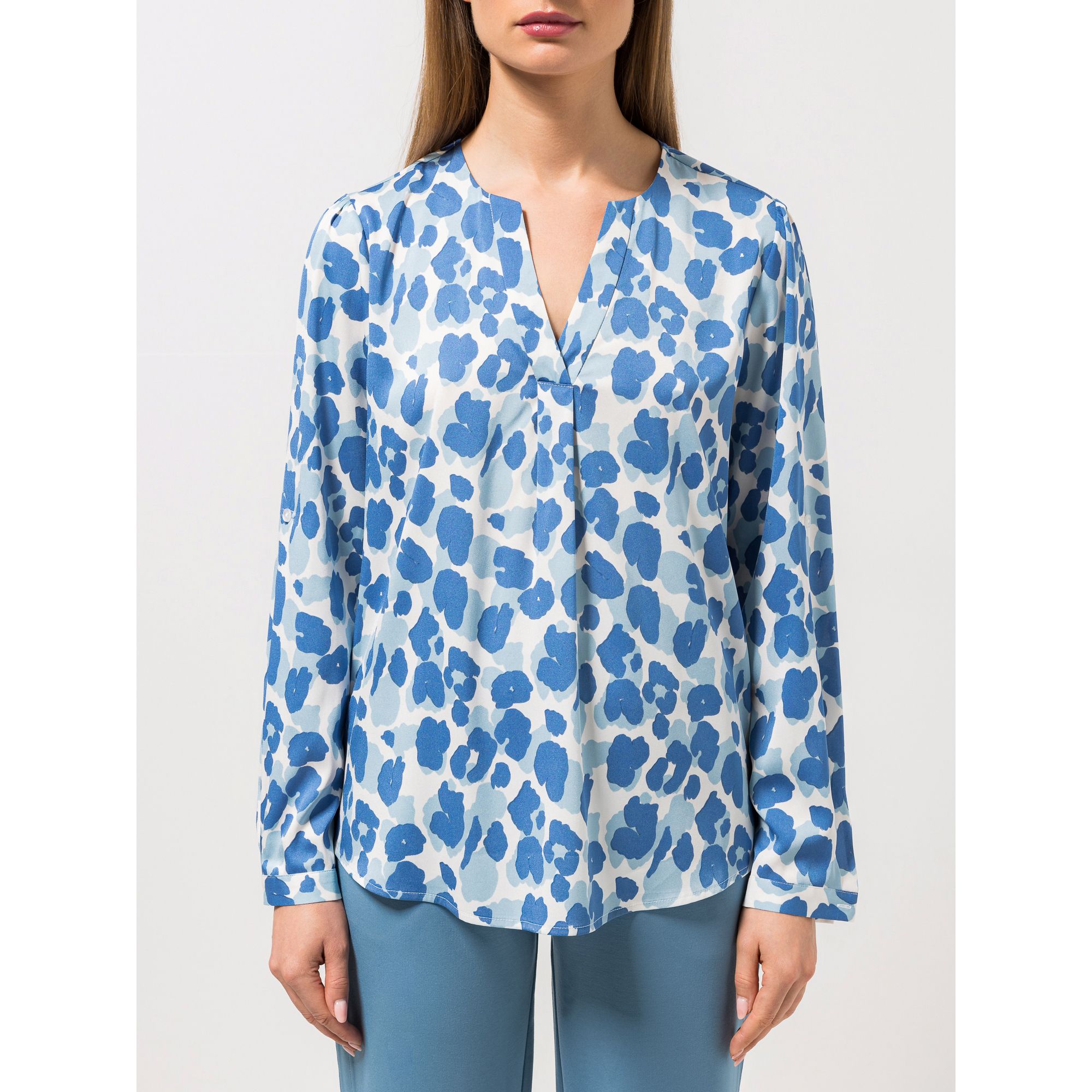 STEFFEN SCHRAUT Bluse Mailand Serafino-Ausschnitt Ärmelriegel leger weit