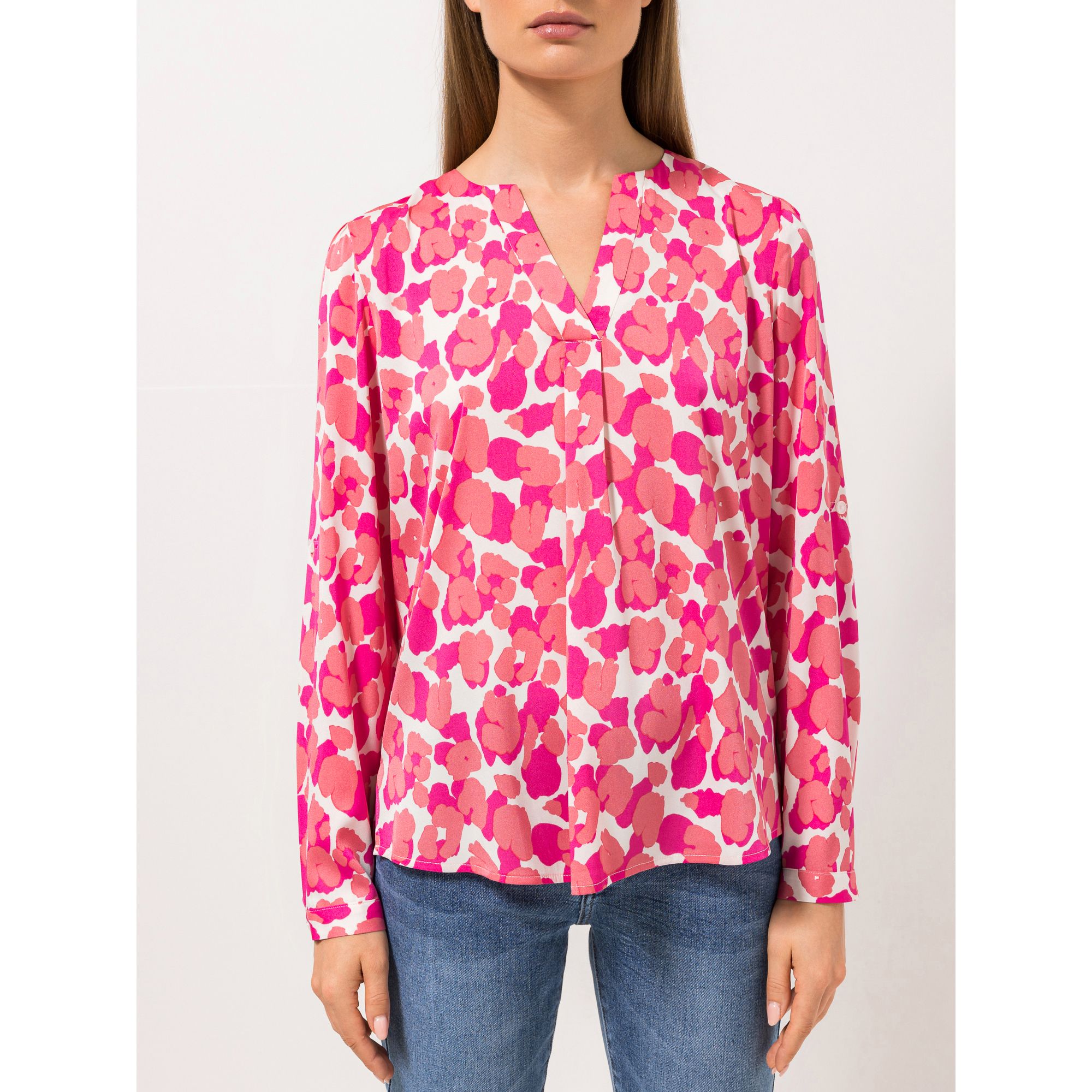 STEFFEN SCHRAUT Bluse Mailand Serafino-Ausschnitt Ärmelriegel leger weit