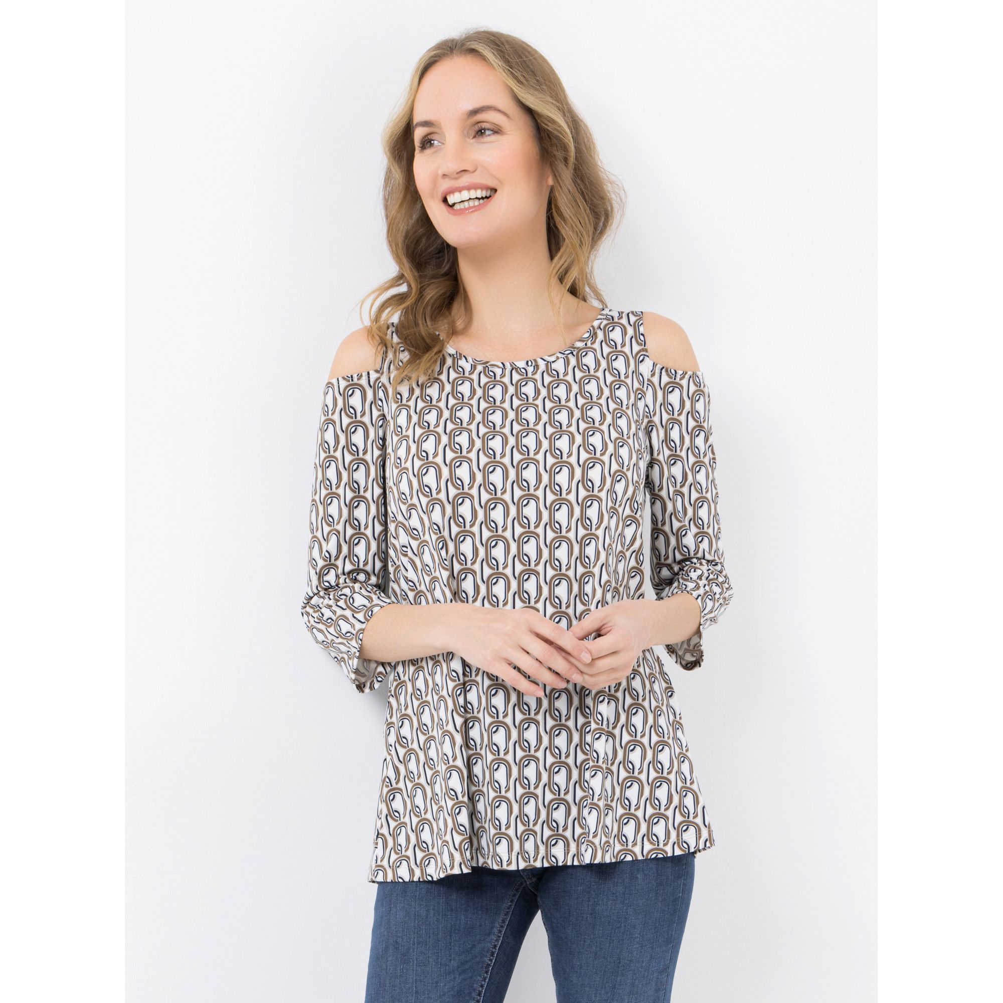 KIM & CO. Shirt, 3/4-Arm Brazil Knit Jersey Schultern mit Cutouts figurumspielend