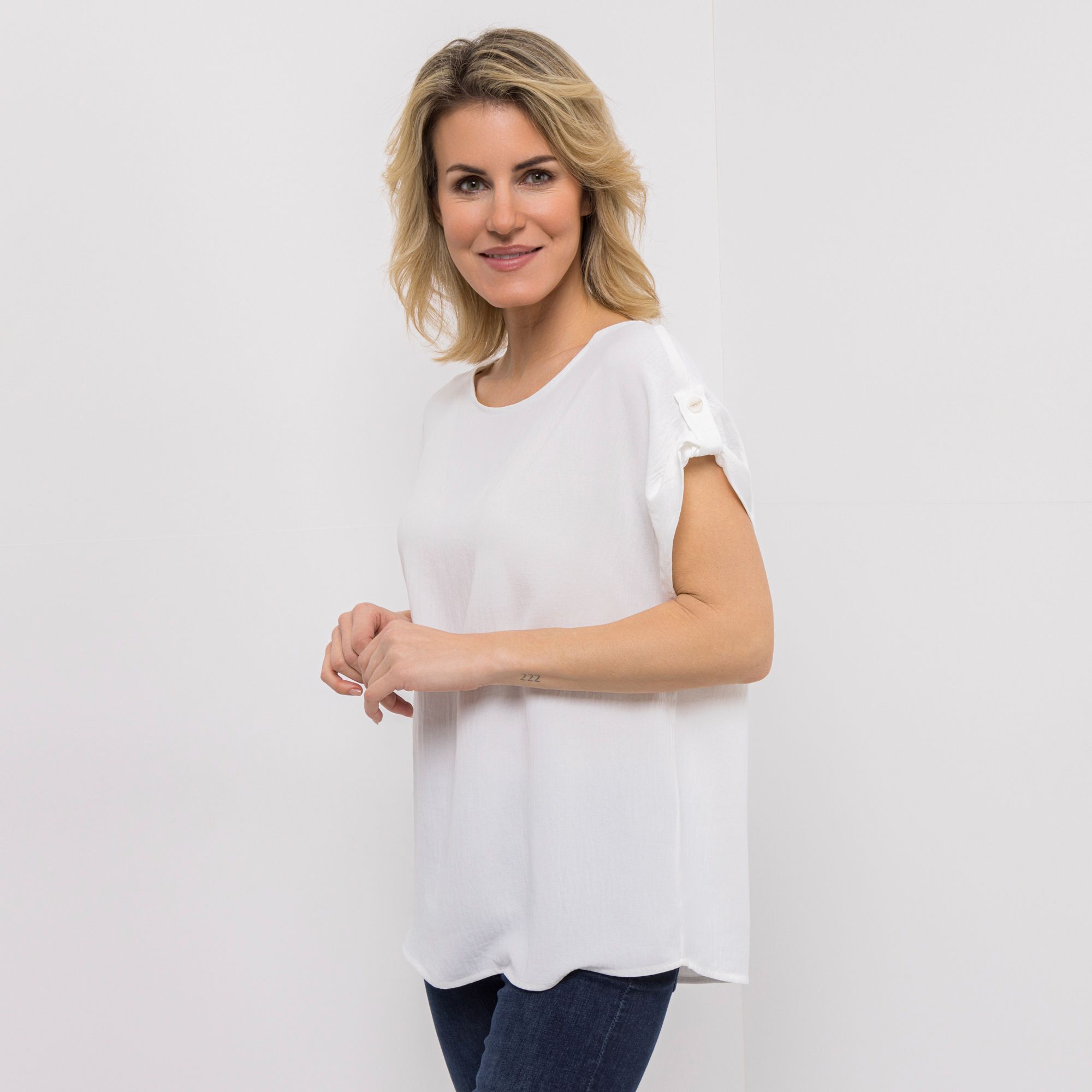 KIM & CO. Blusenshirt Struktur Popeline Schulterriegel oversize