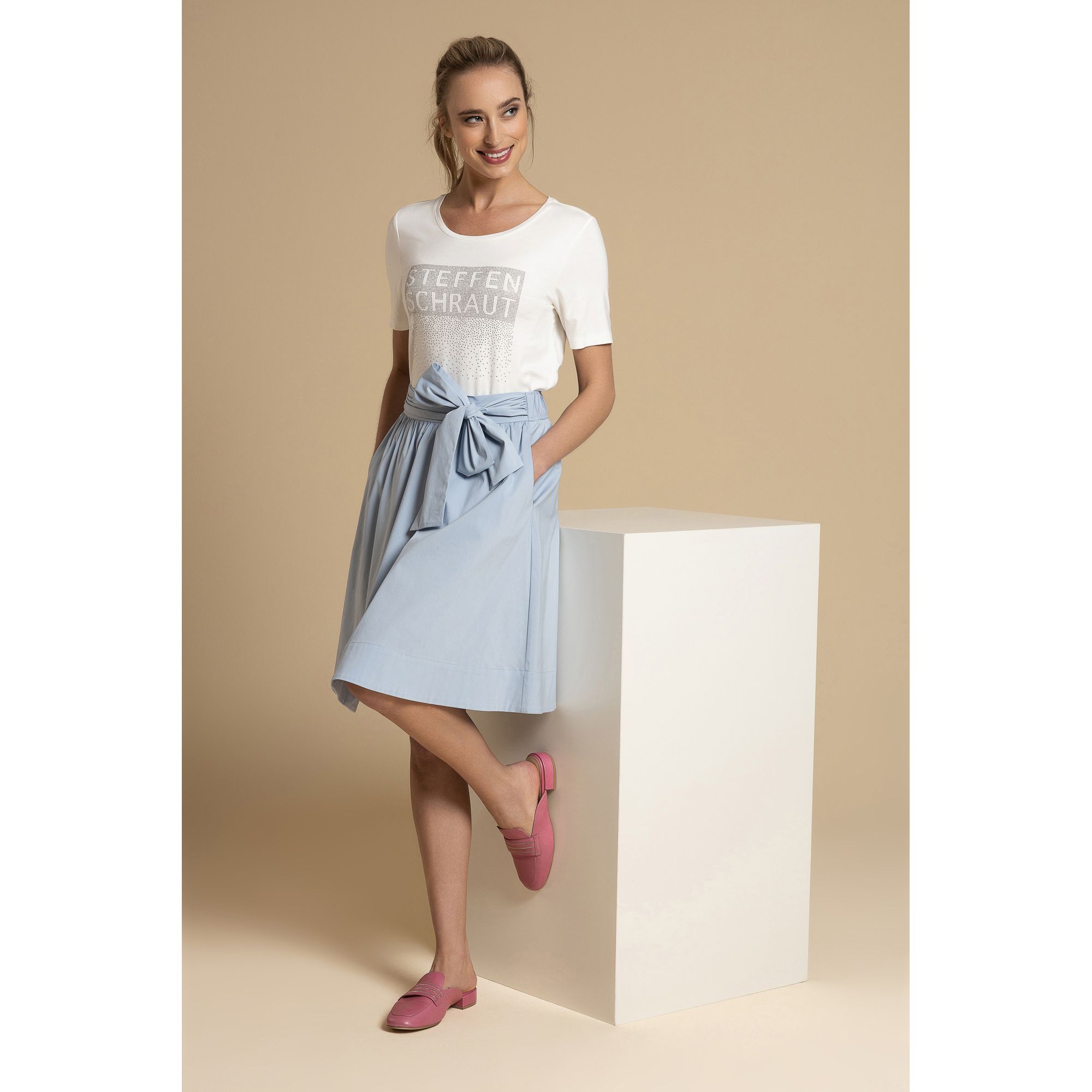 STEFFEN SCHRAUT Rock, knieumspielend Bindeband Seitennahttaschen weite Form