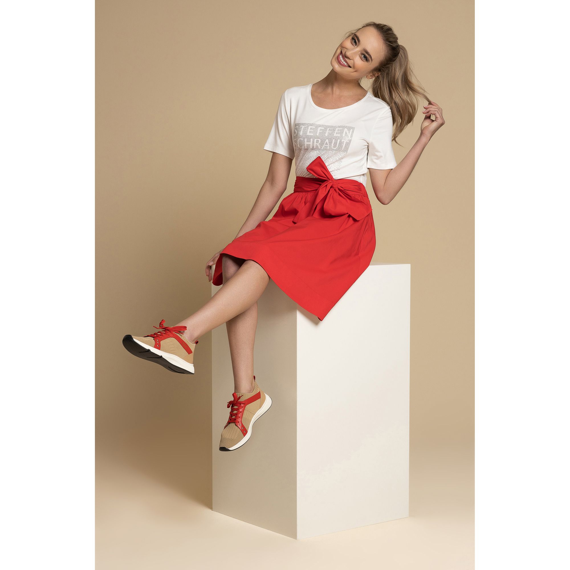 STEFFEN SCHRAUT Rock, knieumspielend Bindeband Seitennahttaschen weite Form