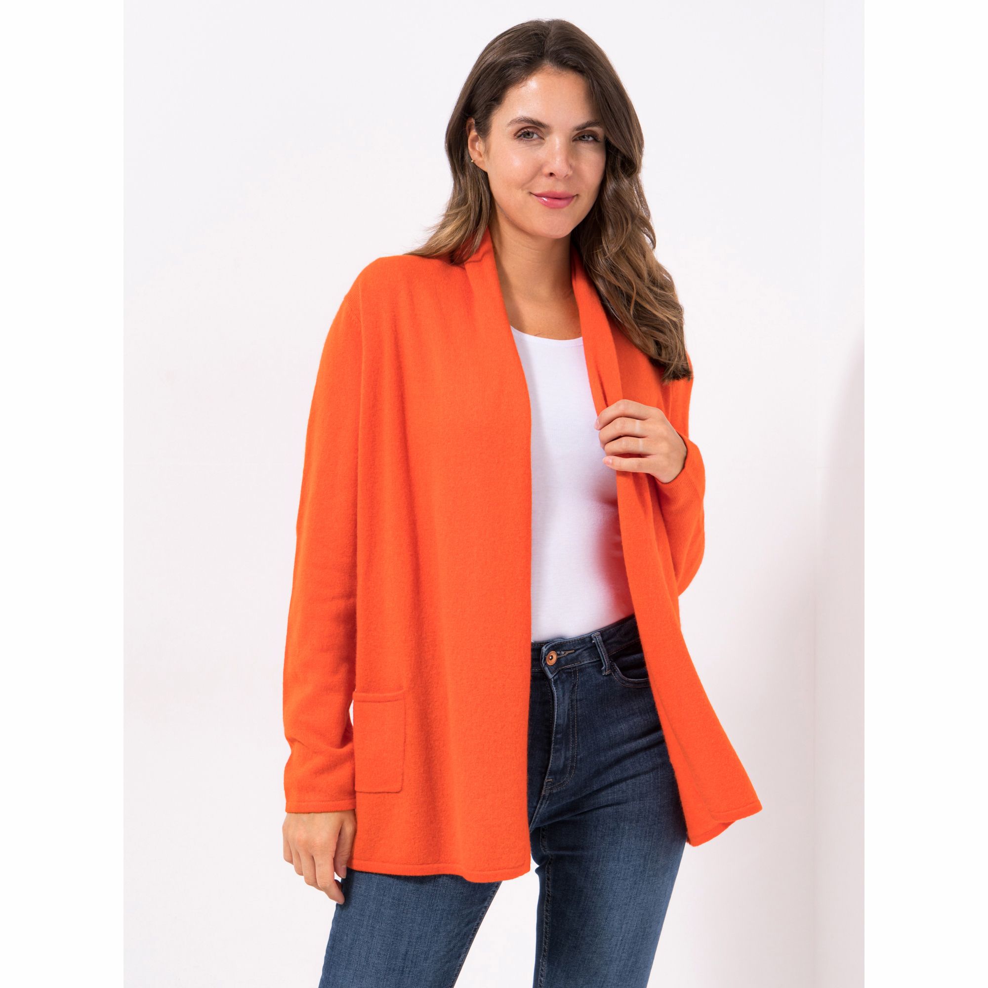 EVA LUTZ Cardigan offene Front Kaschmiranteil figurumspielend