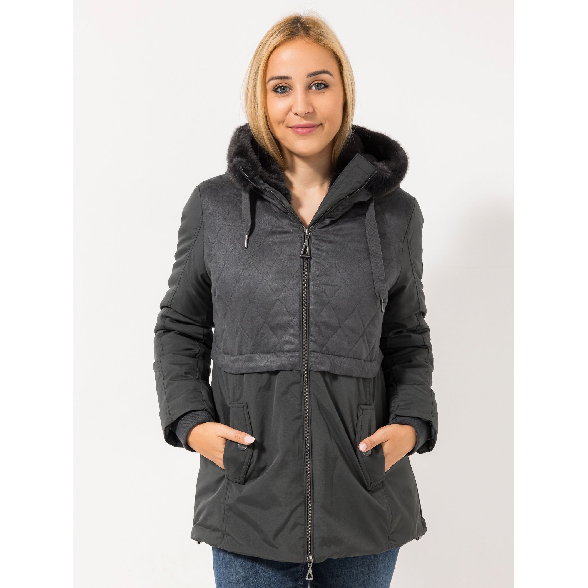 DAWID by Dawid Tomaszewski Parka, Strickbündchen Kapuze mit Webpelz figurumspielend