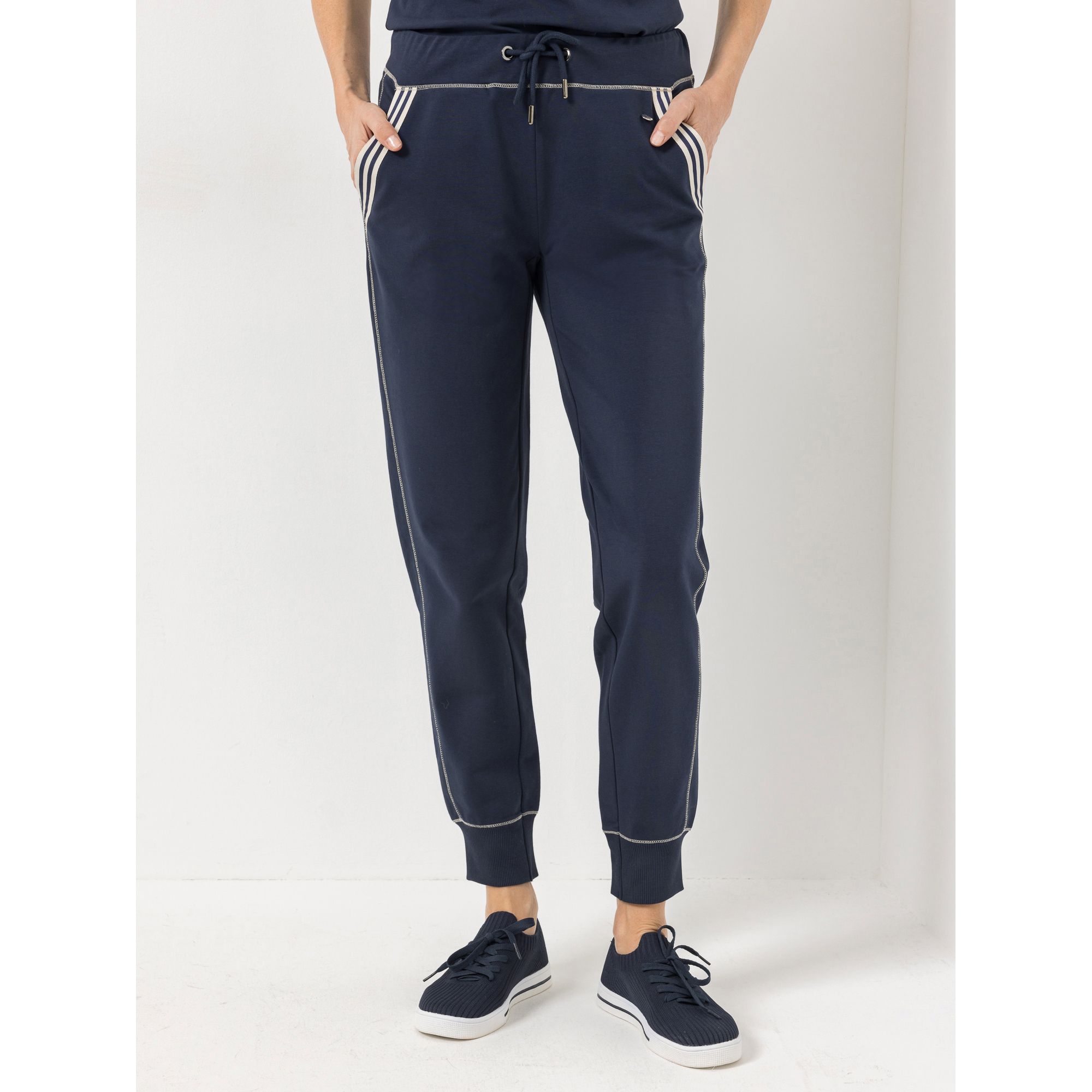 STRANDFEIN Jogginghose Tunnelzug Eingrifftaschen schmales Bein