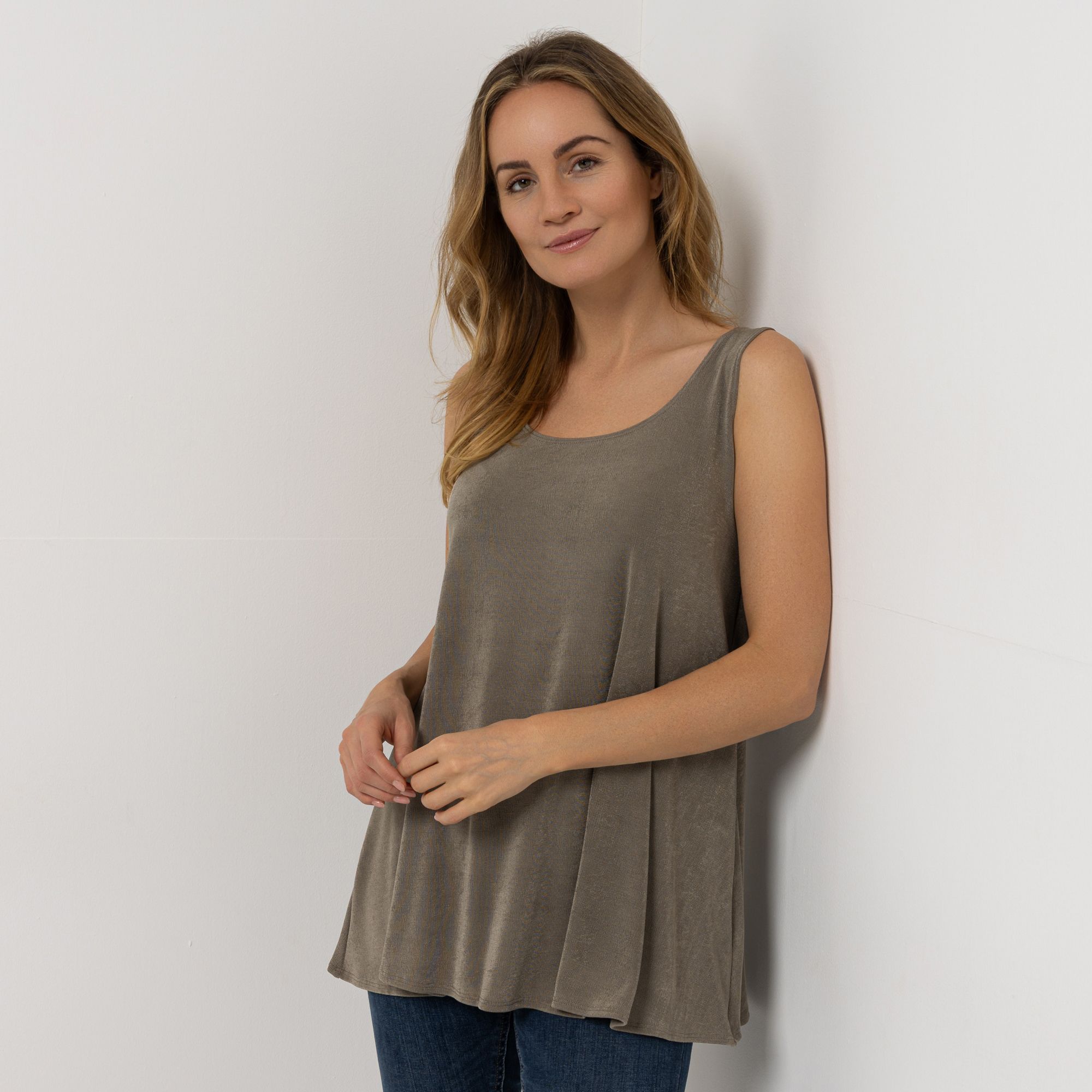 KIM & CO. Top, Rundhals Slinky Jersey ausgestellter Saum figurumspielend