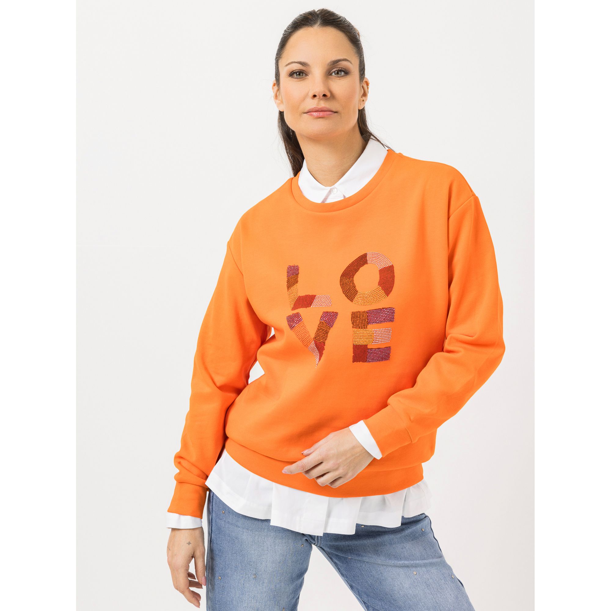 STEFFEN SCHRAUT Sweatshirt LOVE-Druck mit Ziersteinchen leger weit - Oversize