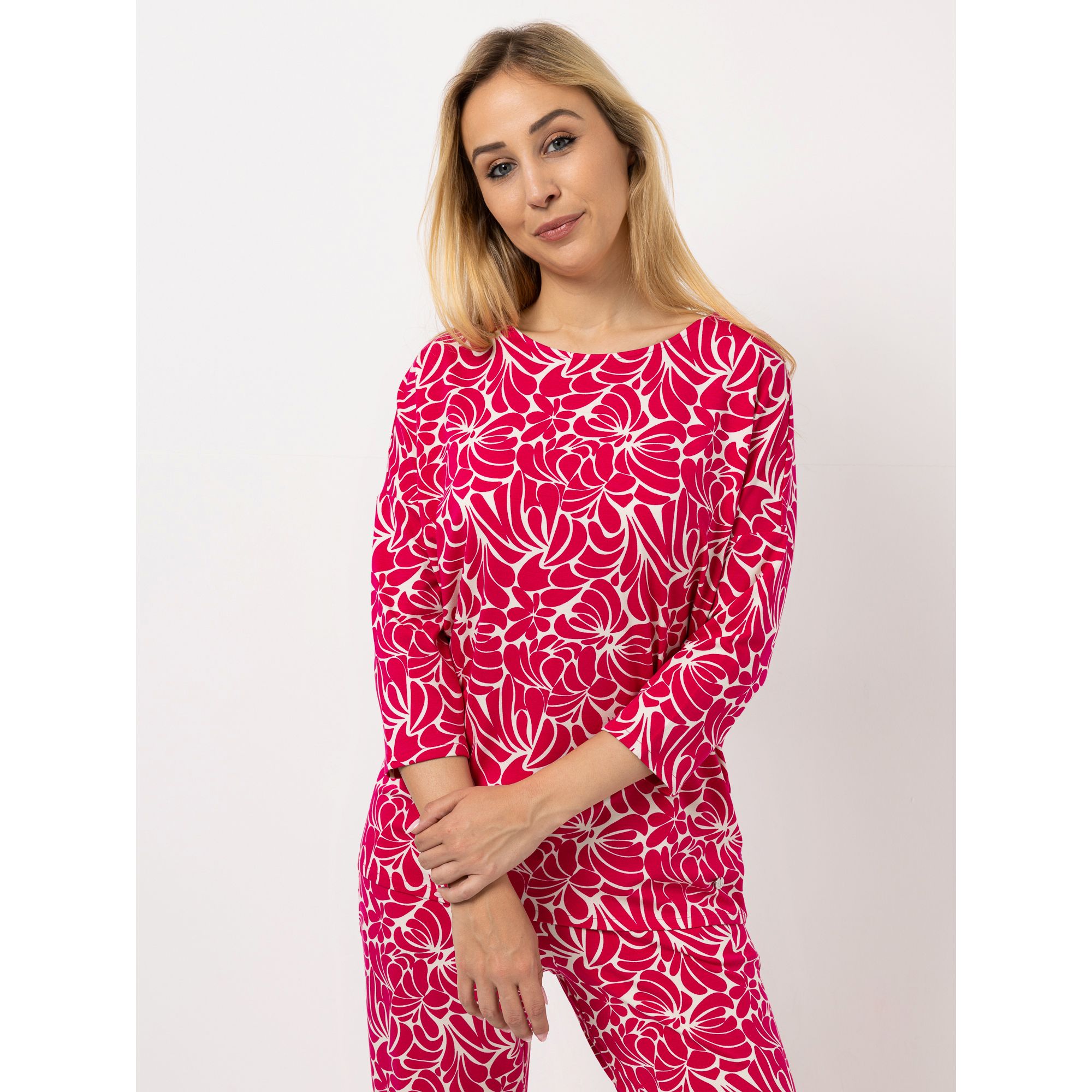 EVA LUTZ Shirt, 3/4-Arm Rundhalsausschnit aus ECOVERO Viskose leger weit