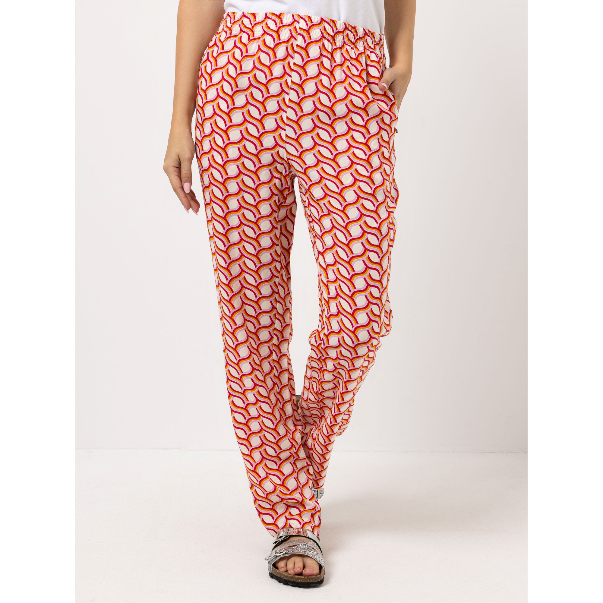 DINE 'N' DANCE Hose Rundumdehnbund Allover-Druck gerades Bein