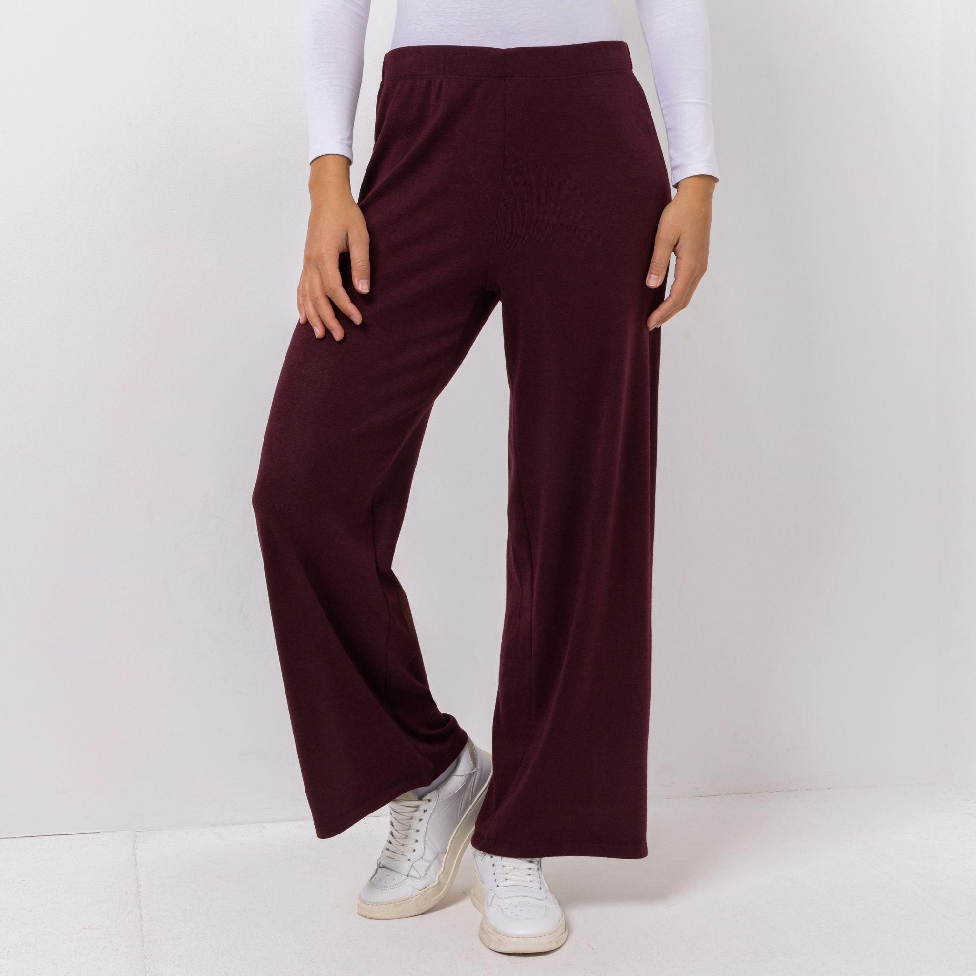 KIM & CO. Hose, lange Form Feinstrick-Optik Rundumdehnbund weiter Beinverlauf