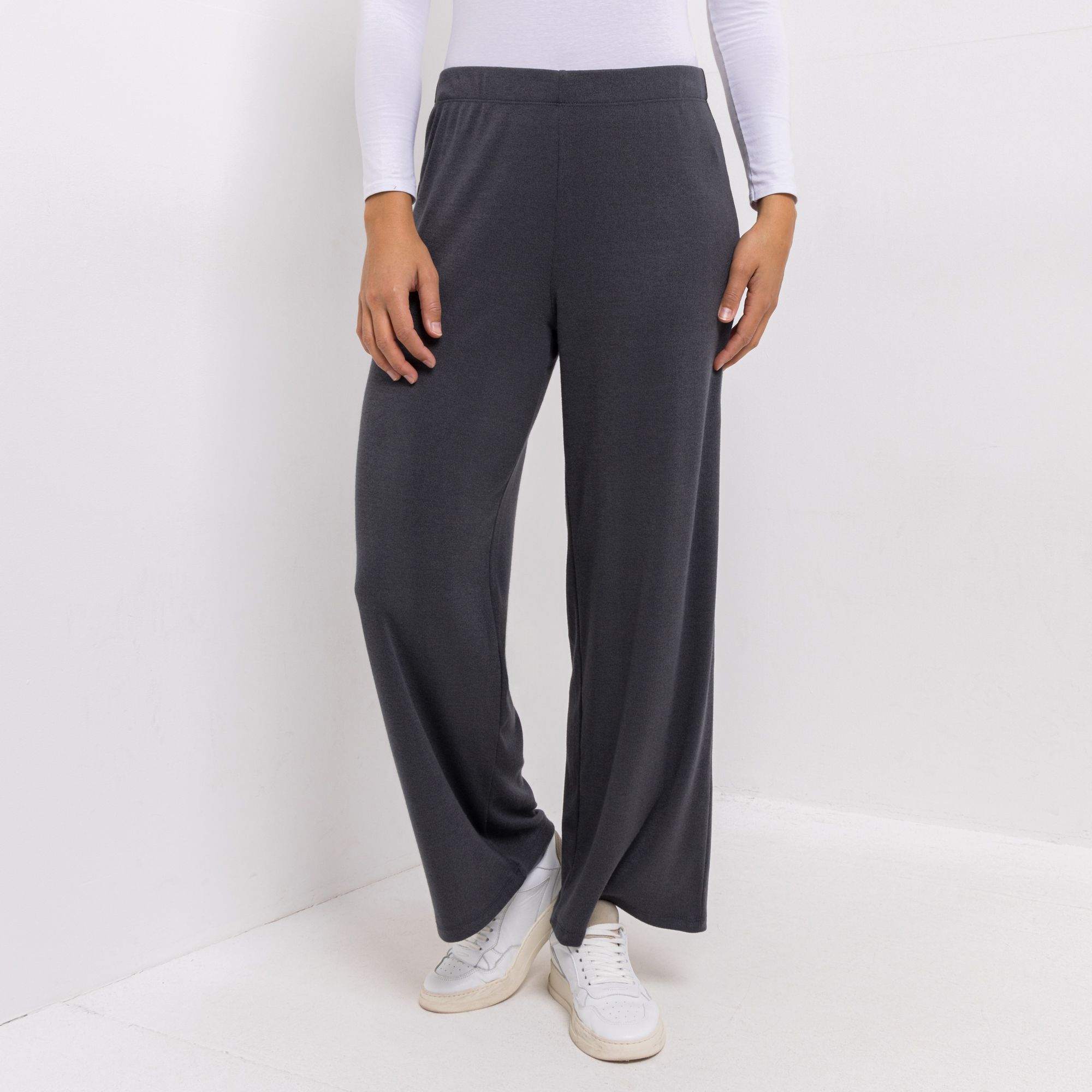 KIM & CO. Hose, lange Form Feinstrick-Optik Rundumdehnbund weiter Beinverlauf