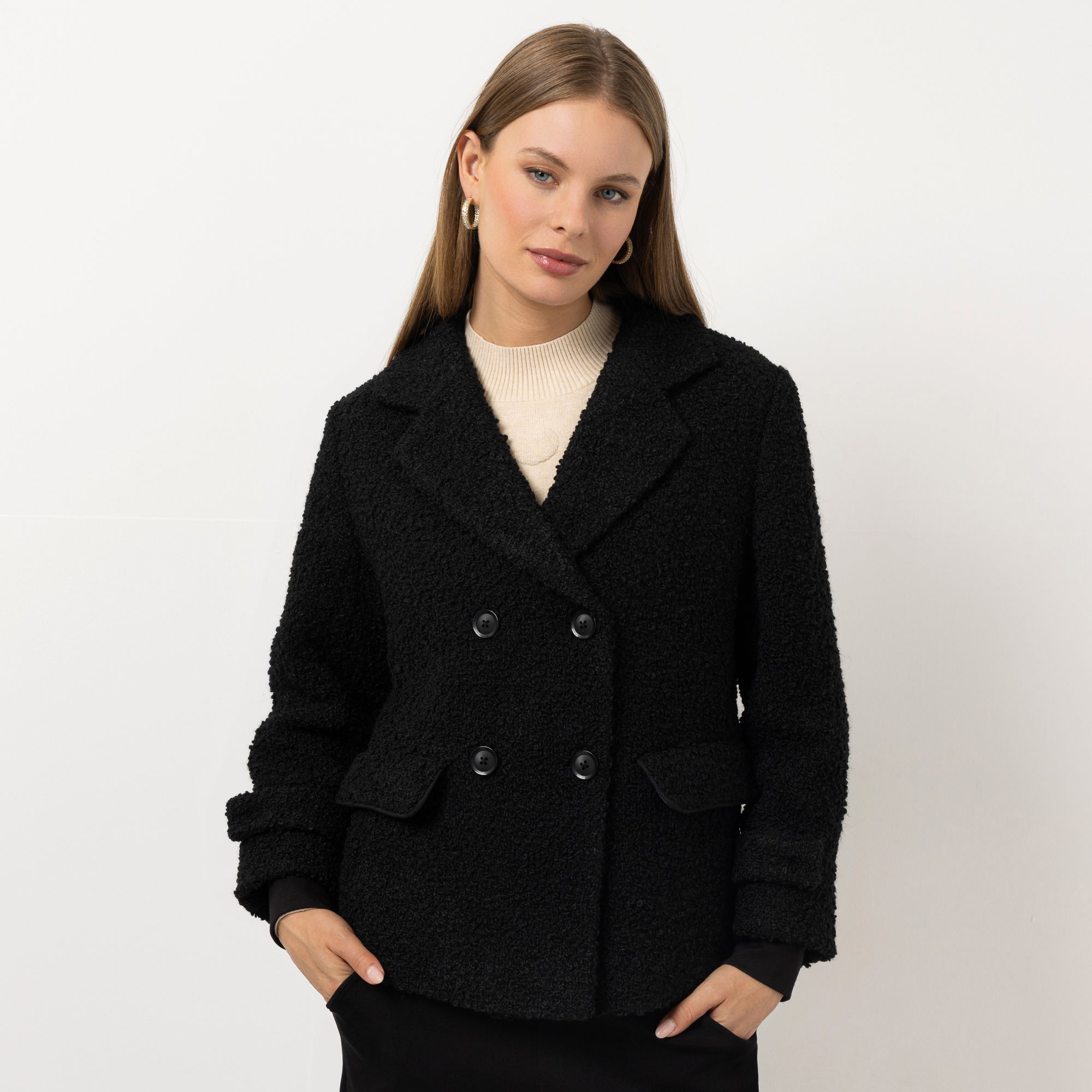 STEFFEN SCHRAUT Bouclejacke Reverskragen Pattentaschen leger weit