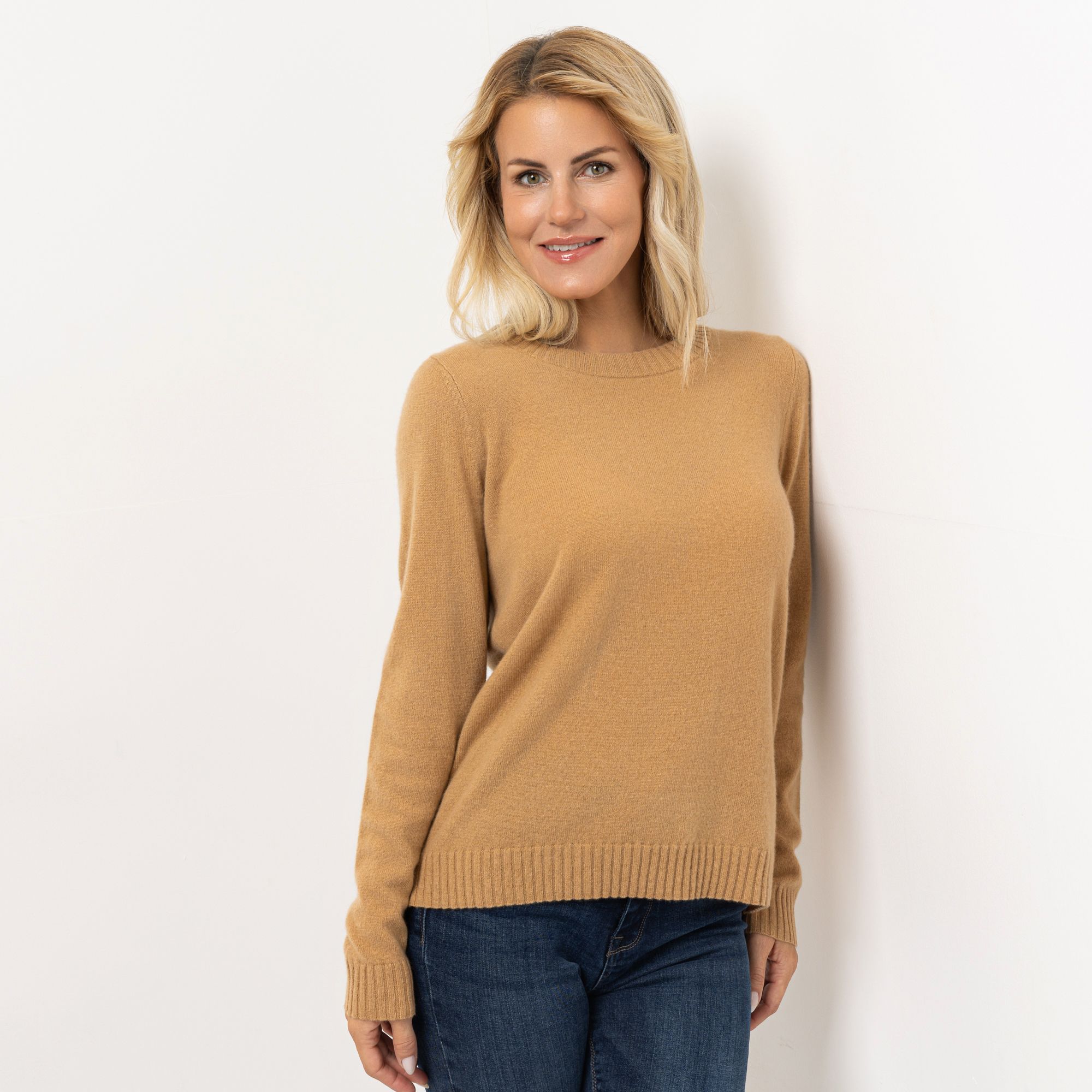 ANNI FOR FRIENDS Pullover, 1/1-Arm Kaschmir Rundhalsausschnitt figurumspielend