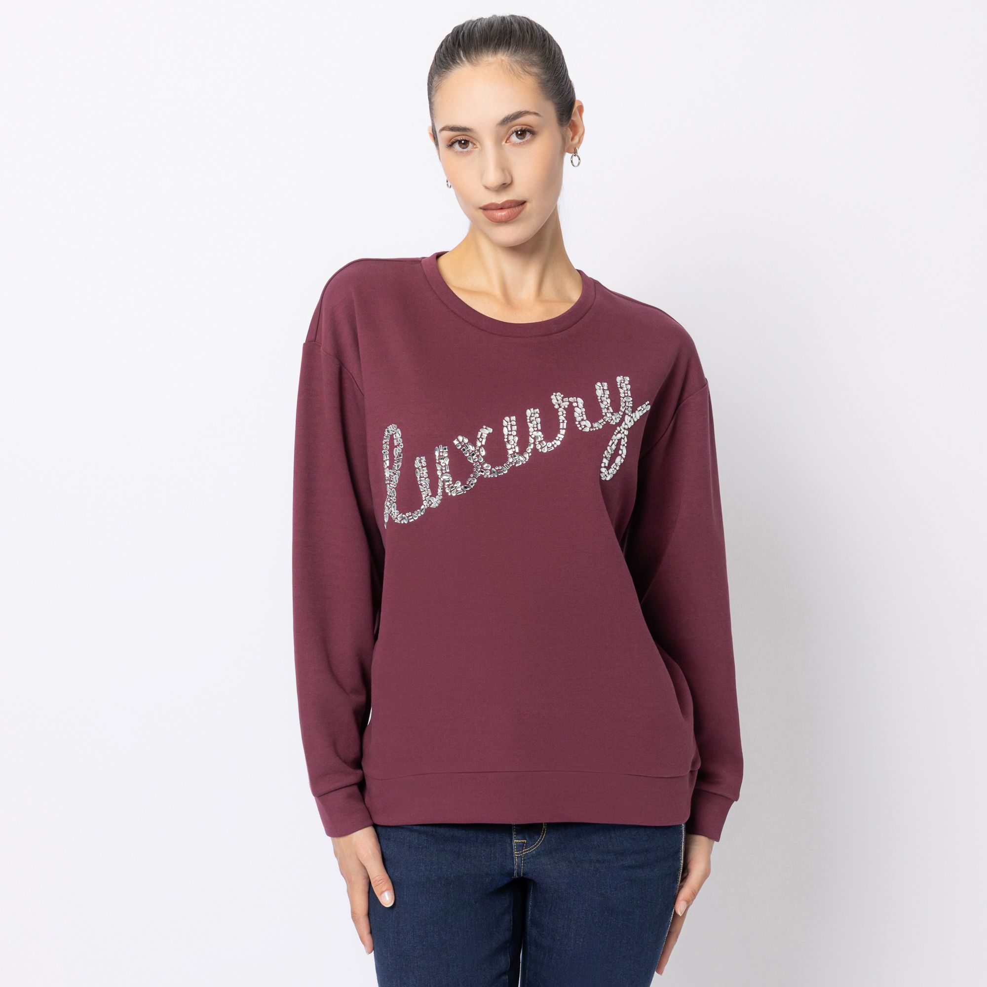 STEFFEN SCHRAUT Sweatshirt, Langarm Strassstein- Applikation leger wei