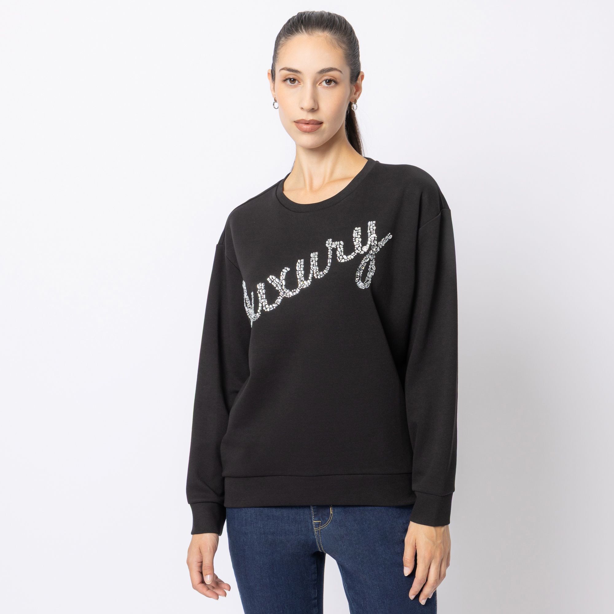 STEFFEN SCHRAUT Sweatshirt, Langarm Strassstein- Applikation leger wei