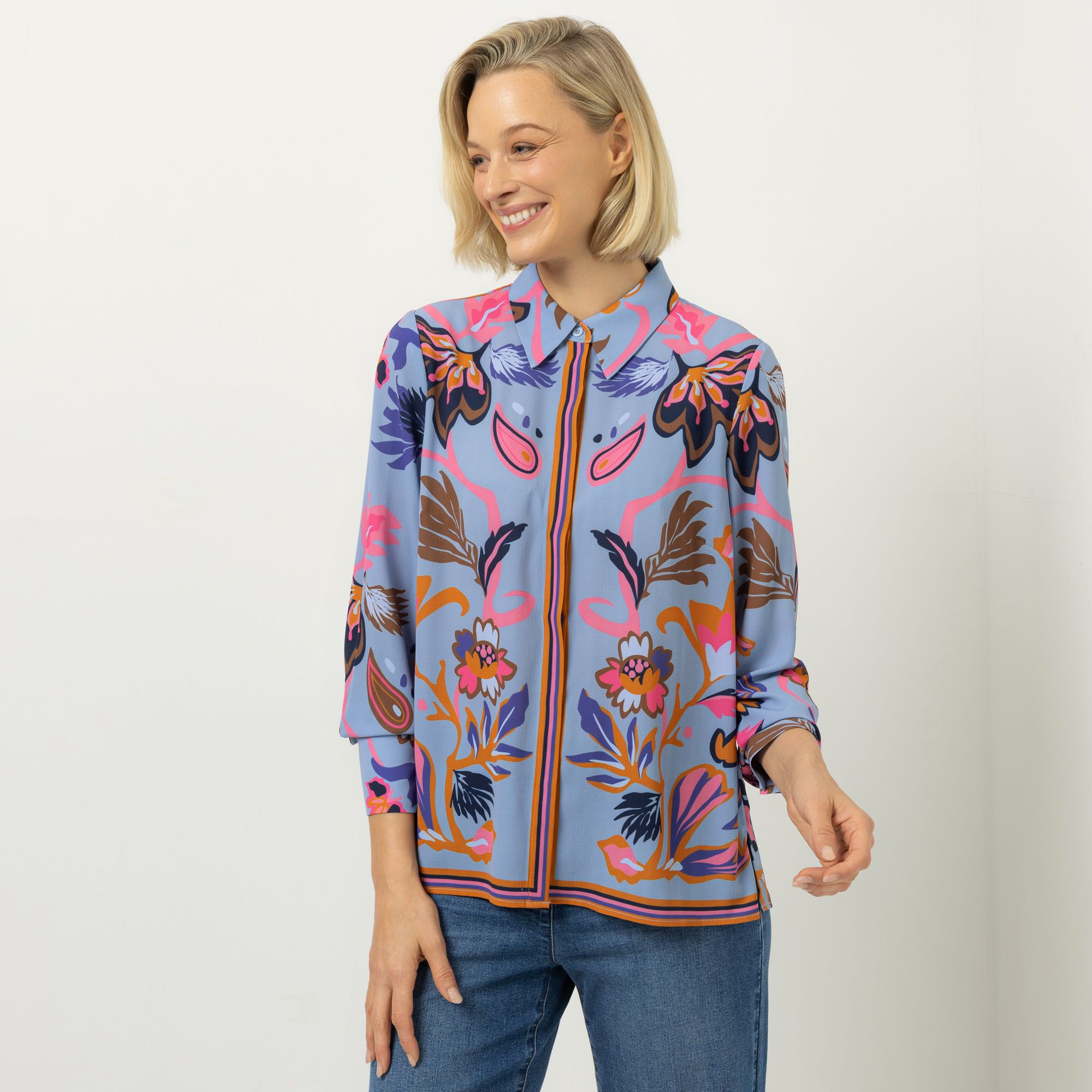 DAWID by Dawid Tomaszewski Bluse, Langarm platzierter Druck figurumspielend