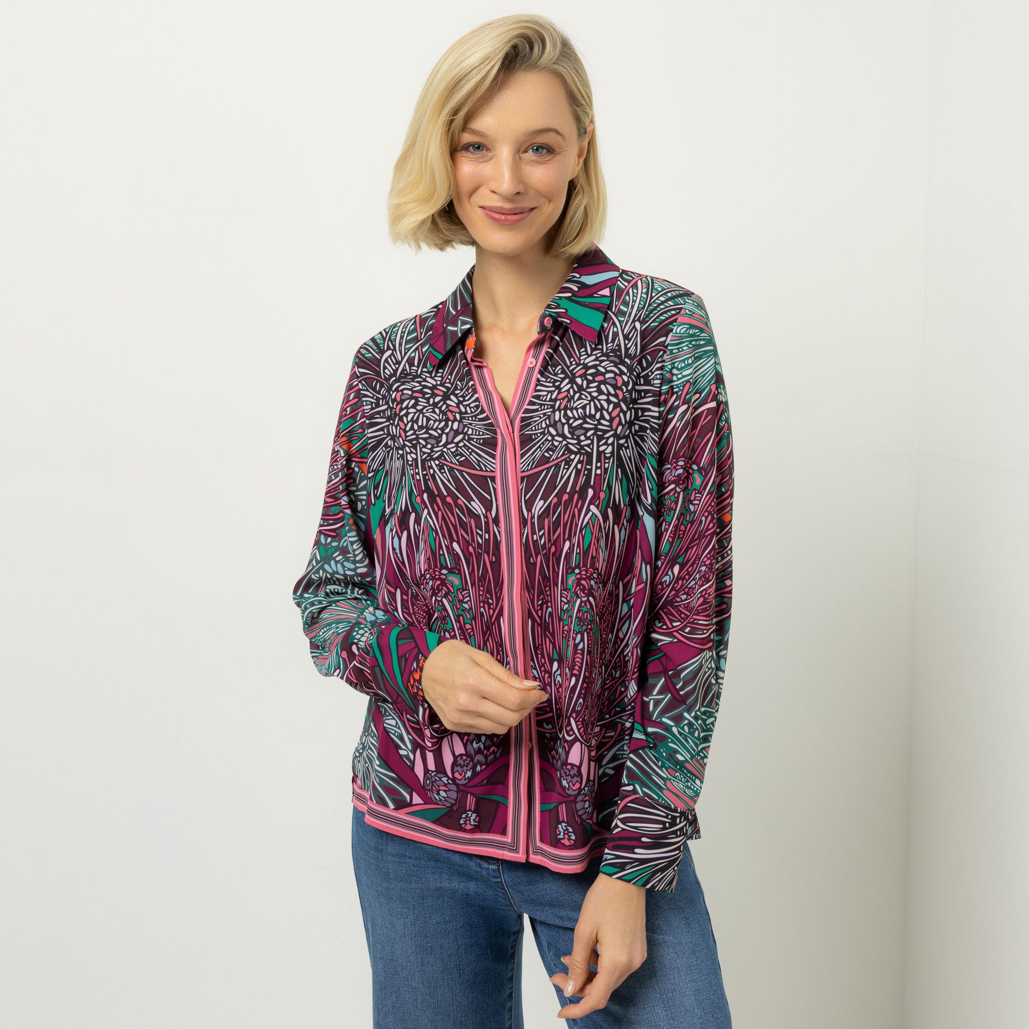 DAWID by Dawid Tomaszewski Bluse, Langarm platzierter Druck figurumspielend