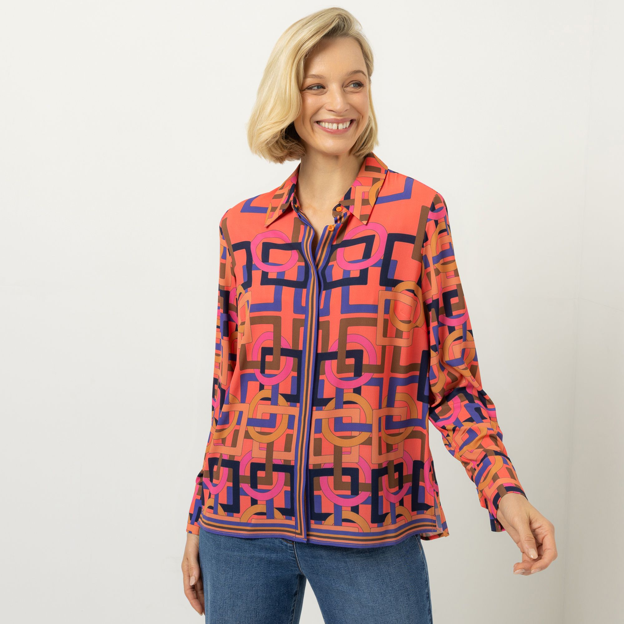 DAWID by Dawid Tomaszewski Bluse, Langarm platzierter Druck figurumspielend