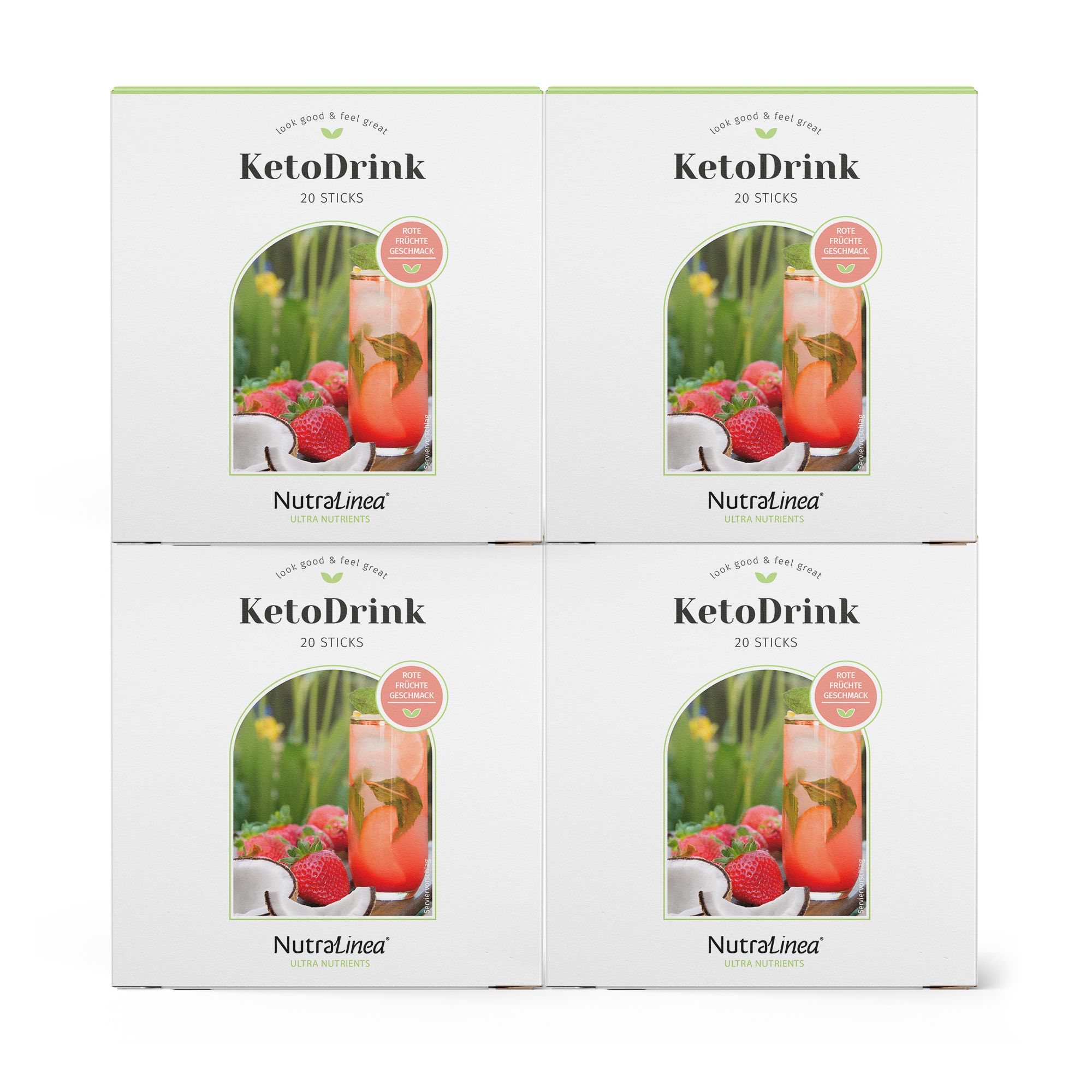 NutraLinea® Keto Drink mit Vitamin C & MCT 4x20 Sticks für 80 Tage