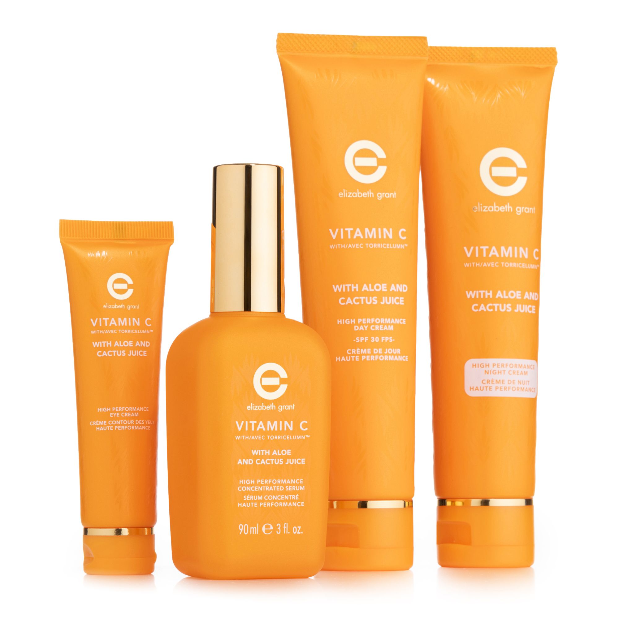 ELIZABETH GRANT Vitamin C mit Aloe Tages- u. Nachtcreme je 100ml,Serum 90ml, Augencreme 30ml