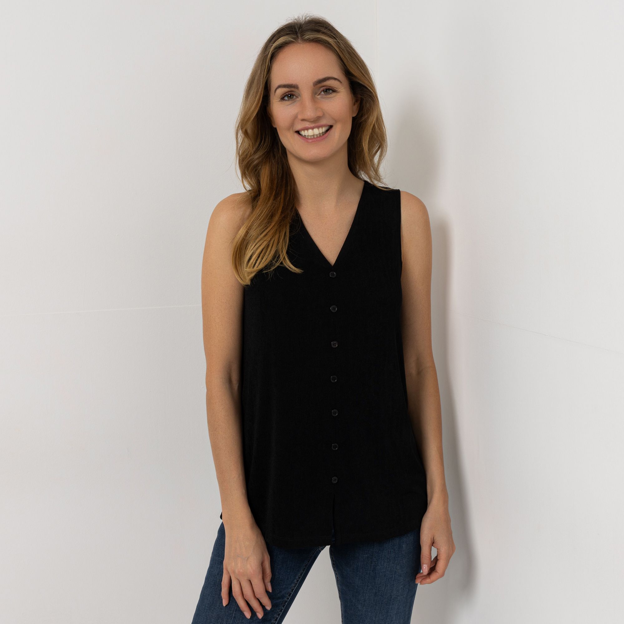 KIM & CO. Weste Slinky Jersey Knopfleiste figurumspielend