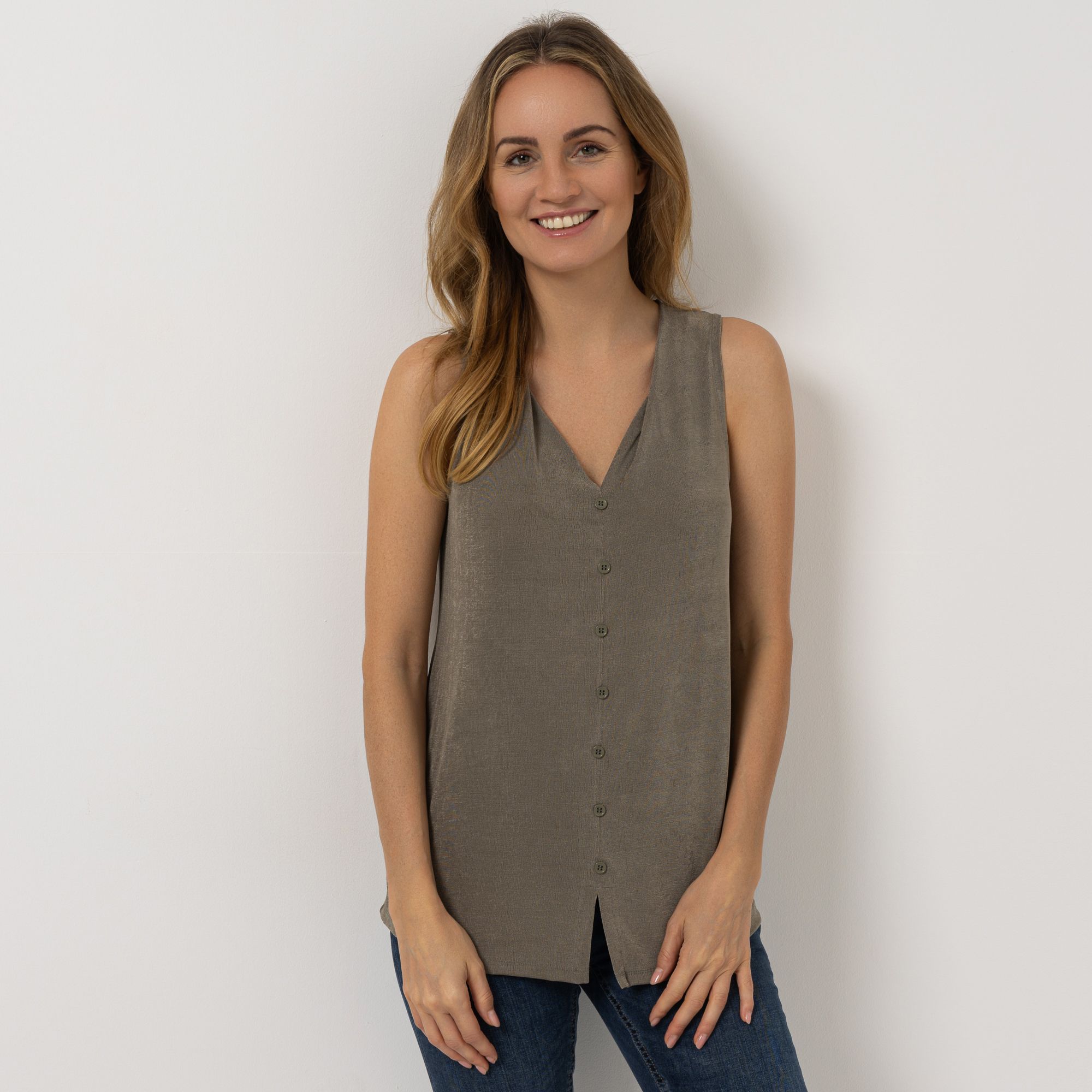 KIM & CO. Weste Slinky Jersey Knopfleiste figurumspielend