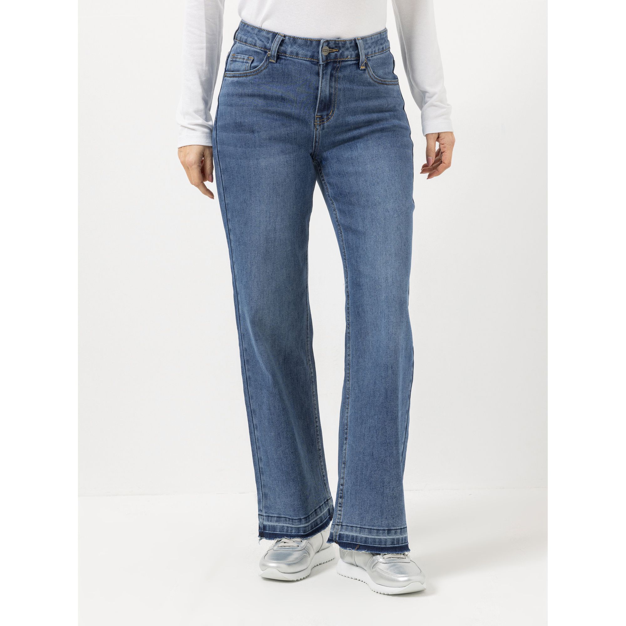 STEFFEN SCHRAUT Jeanshose lange Länge offener Saum gerades weites Bein