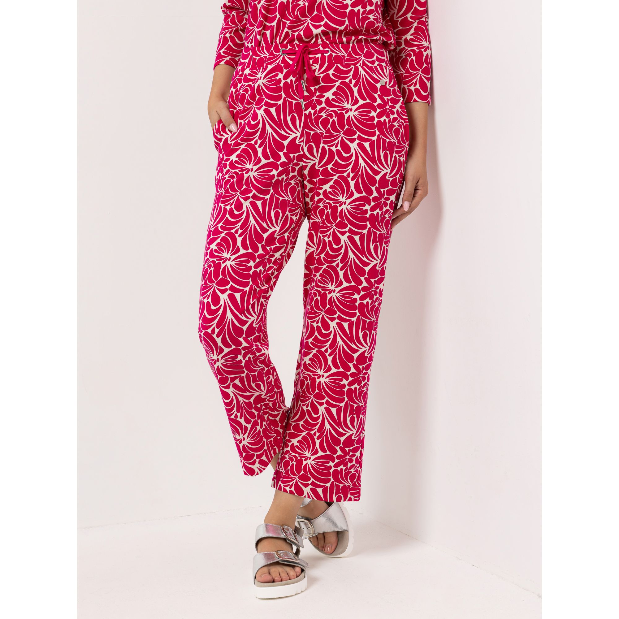 EVA LUTZ Hose, 7/8 Länge Rundumdehnbund mit ECOVERO Viskose gerades Bein