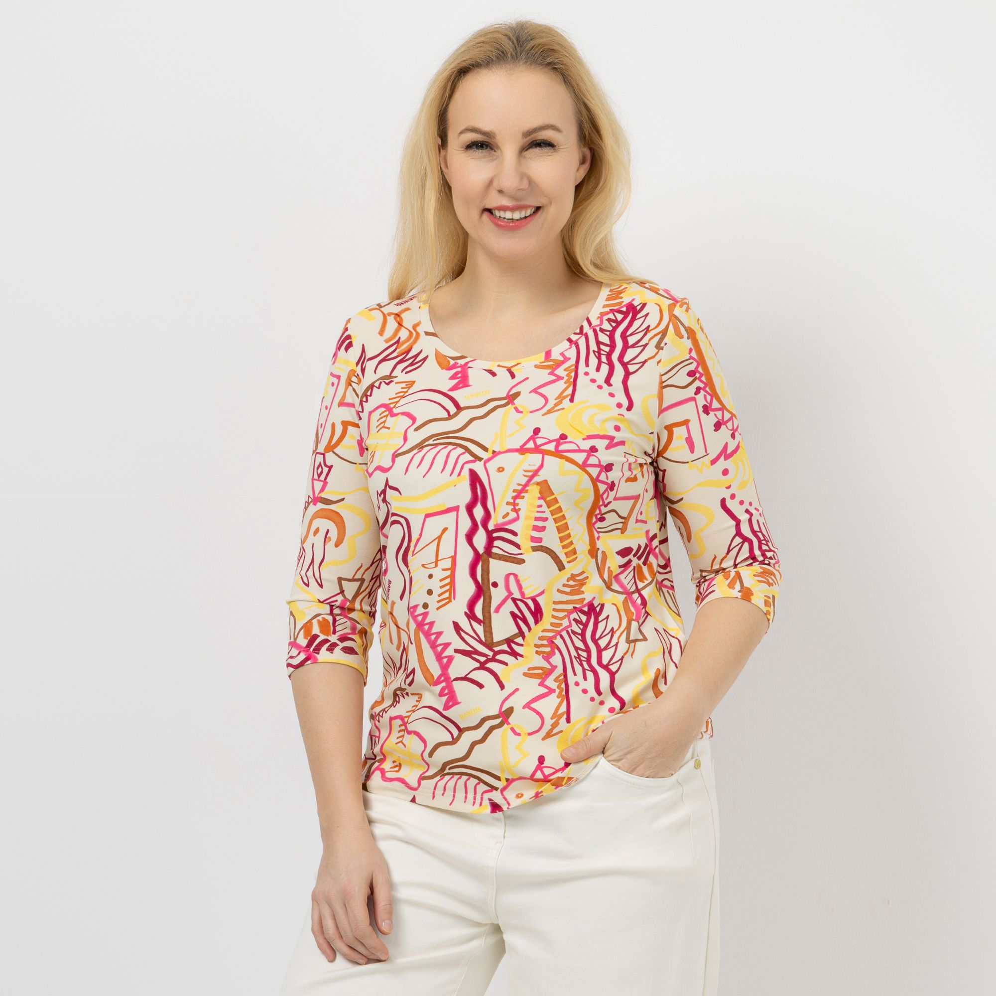 DAWID by Dawid Tomaszewski Shirt, 3/4-Arm bedruckt figurumspielend