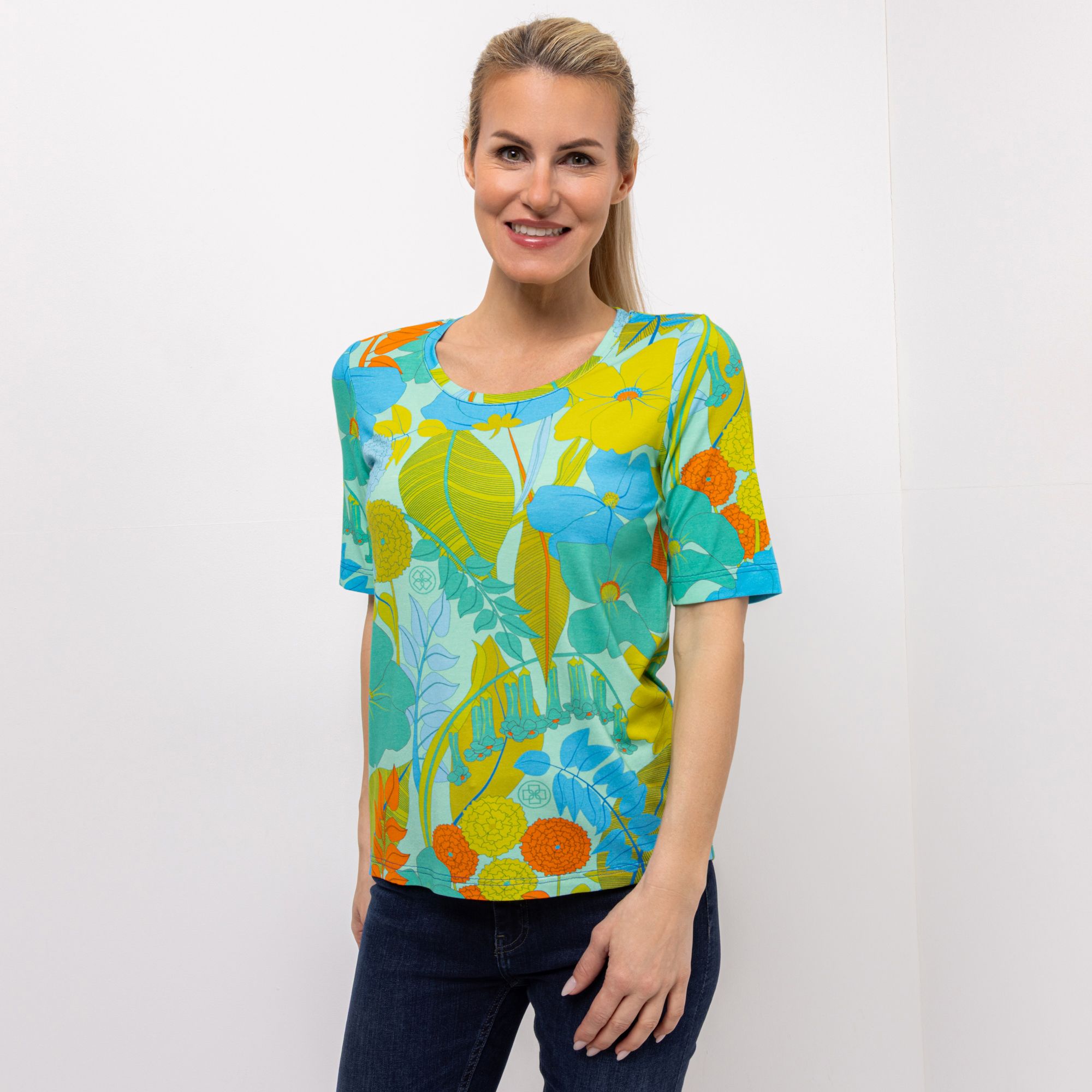 DAWID by Dawid Tomaszewski Shirt, langer 1/2-Arm Rundhalsausschnitt figurumspielend