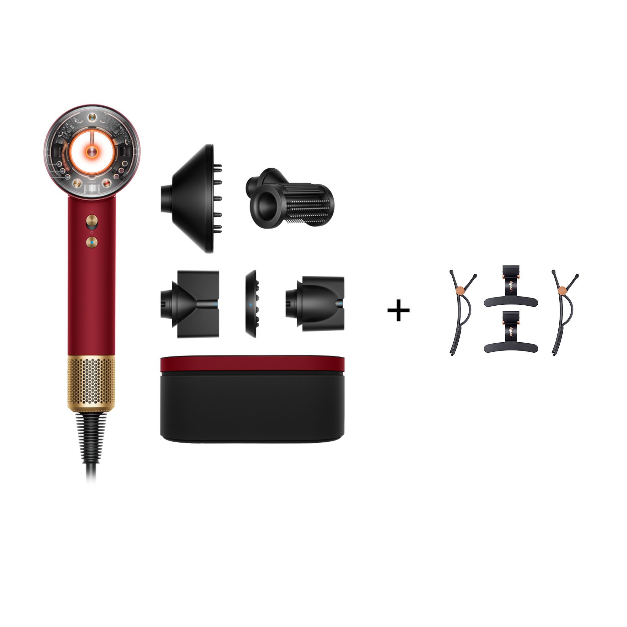 DYSON Supersonic Nural™ Haartrockner mit 4 Haarclips samtrot/gold