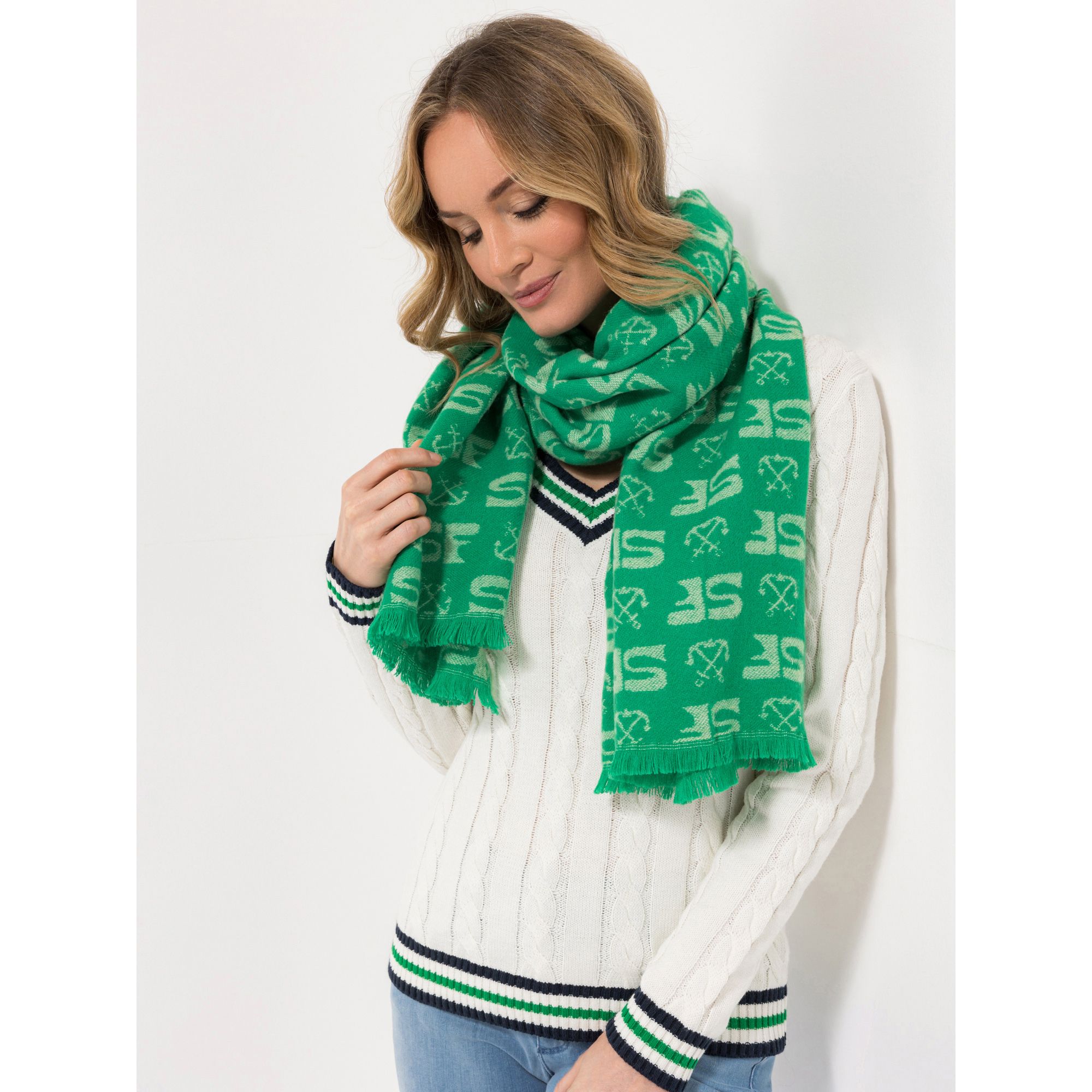 STRANDFEIN Schal Logo-Muster Jacquard ca. 60x180cm