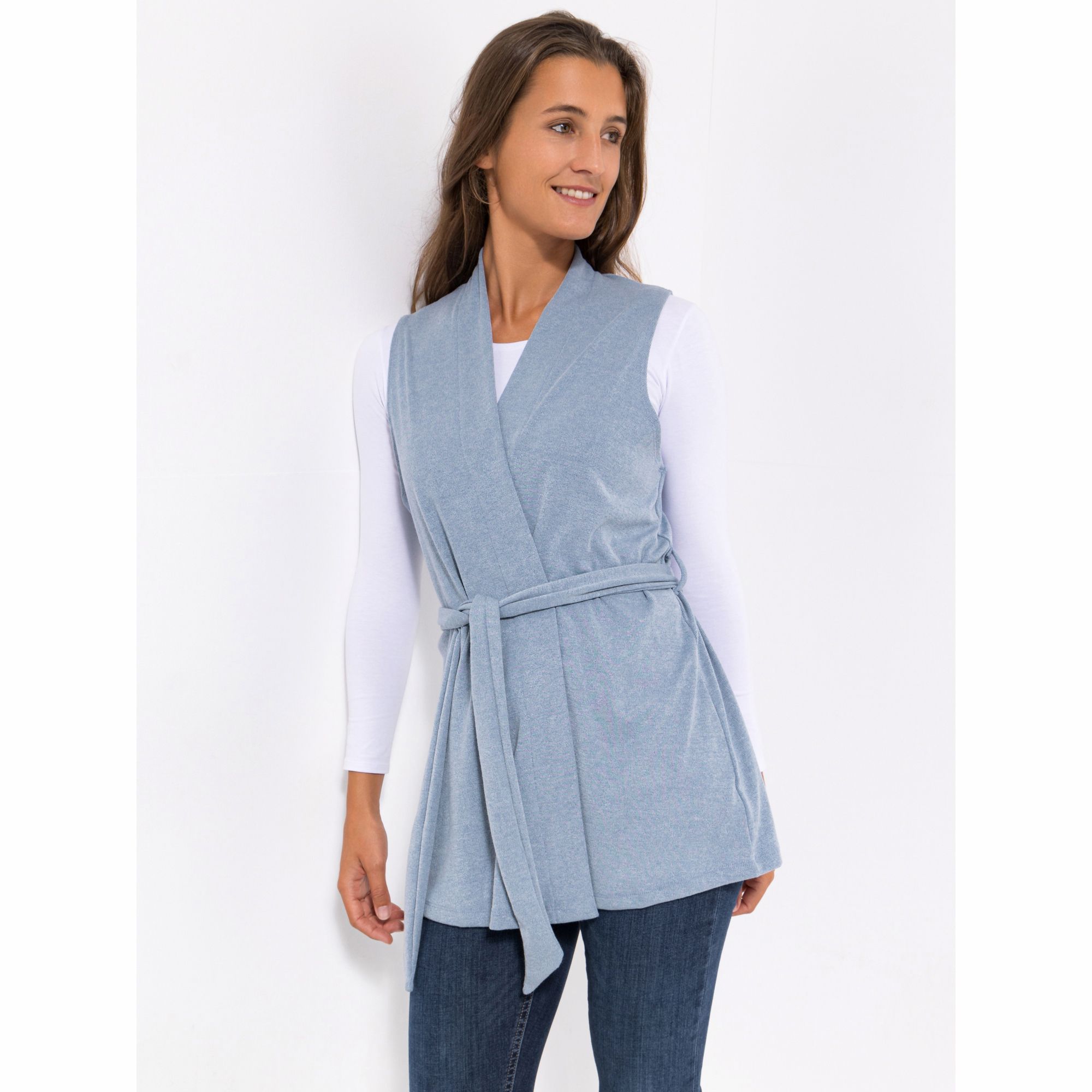 KIM & CO. Weste, elastisch Feinstrick-Optik Bindegürtel figurumspielend