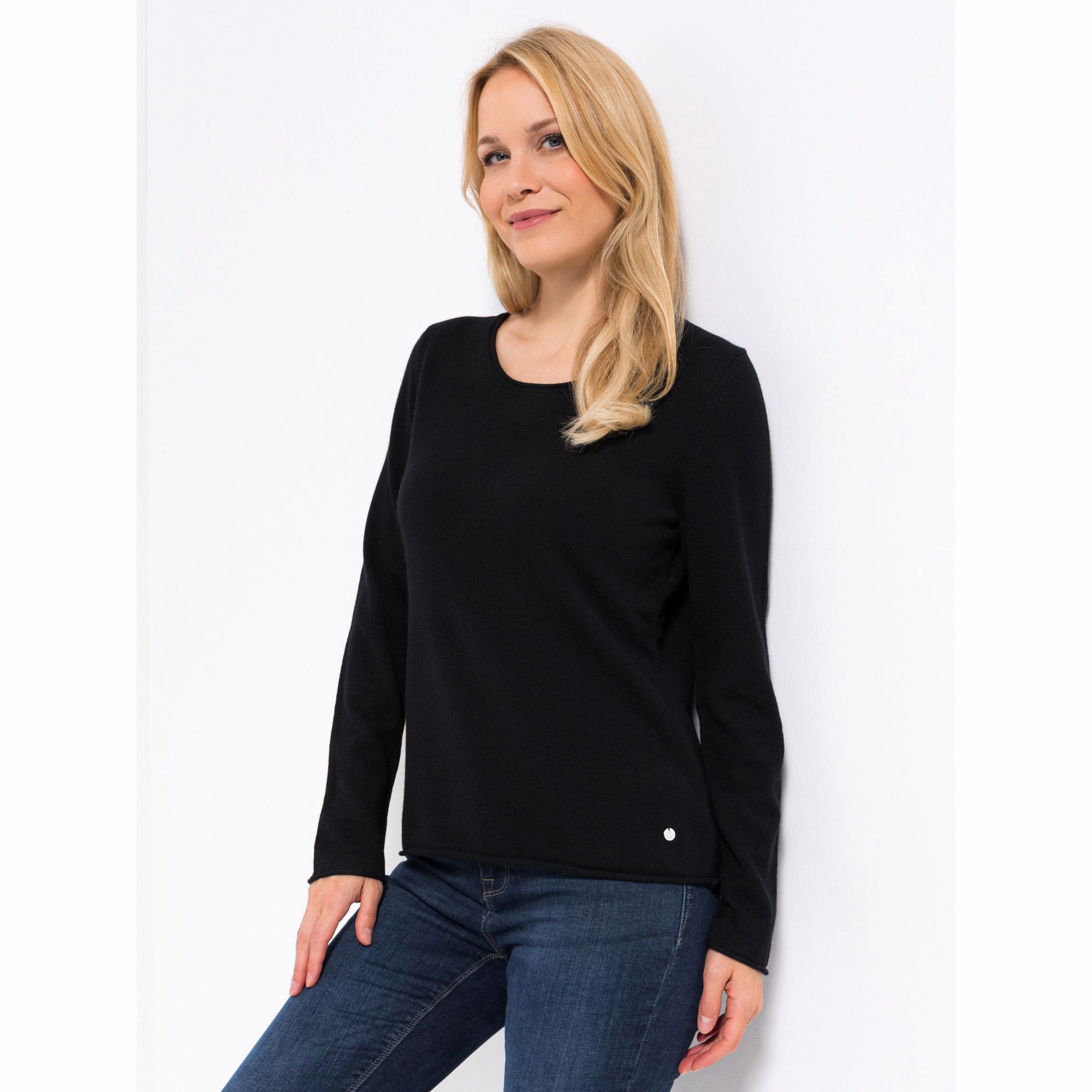 EVA LUTZ Pullover 1/1-Arm Rundhalsausschnitt figurumspielend
