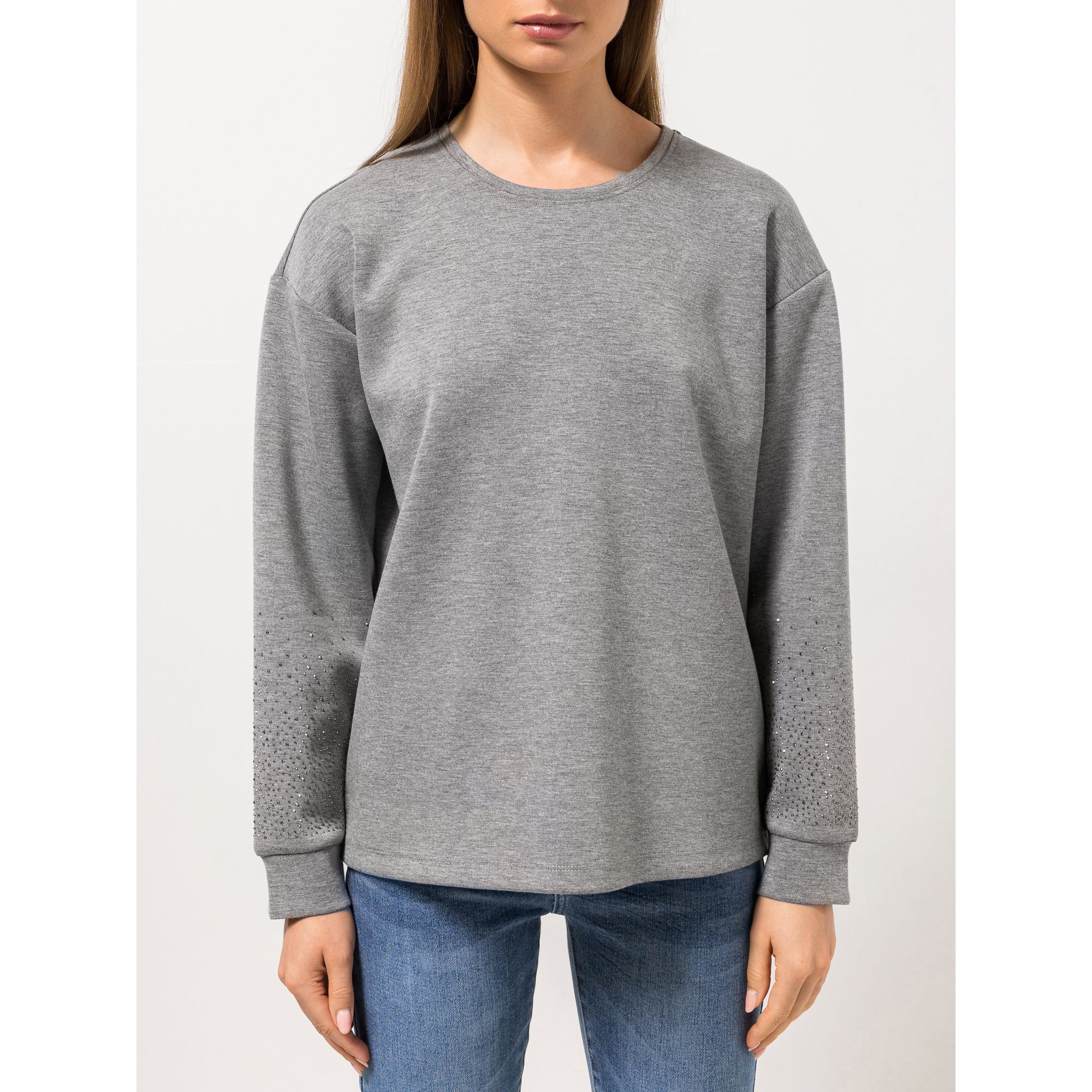 STEFFEN SCHRAUT Sweatshirt Rundhalsausschnitt Strass-Details gerade weite Form