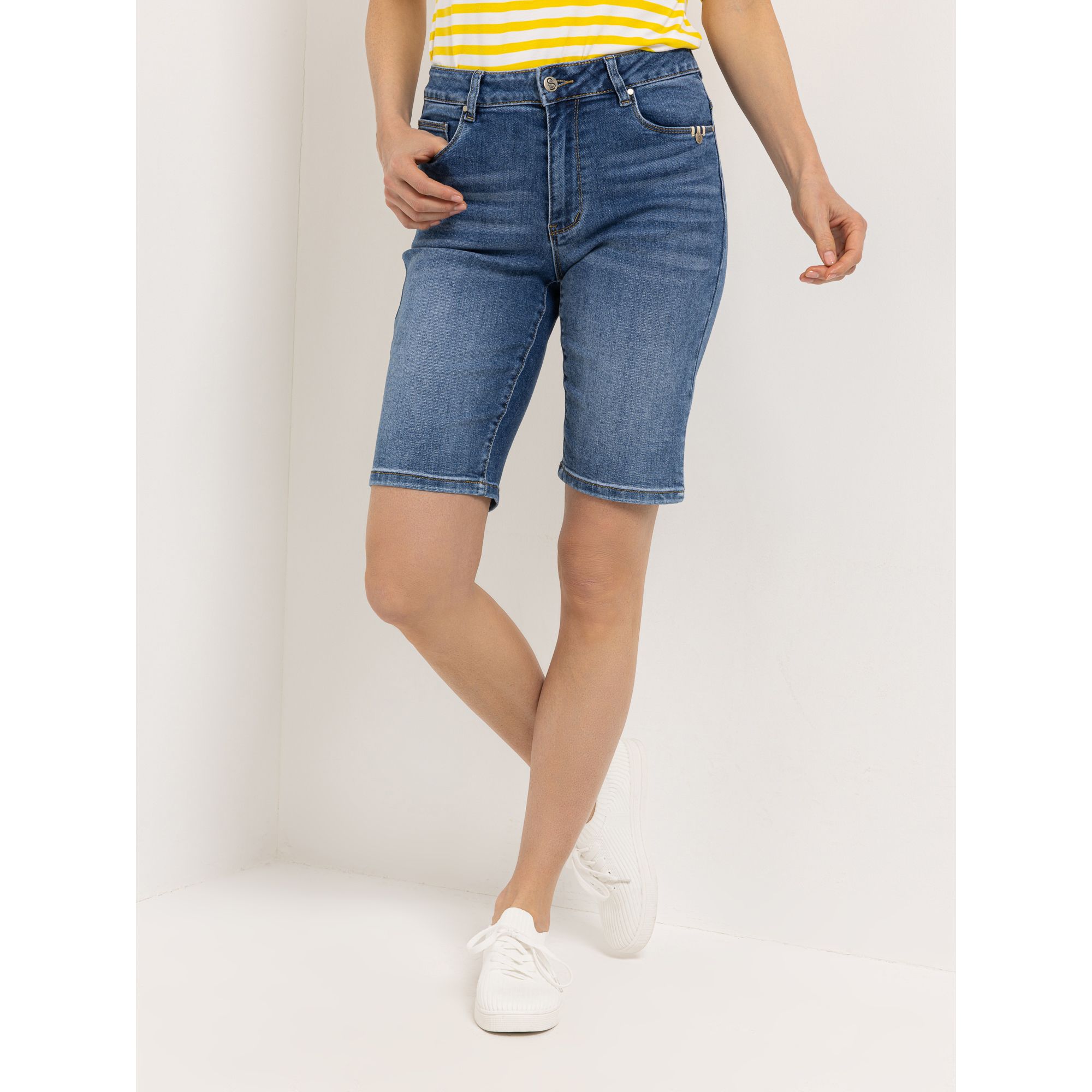 STRANDFEIN Bermuda 5-Pocket Style Logo-Applikation gerades Bein