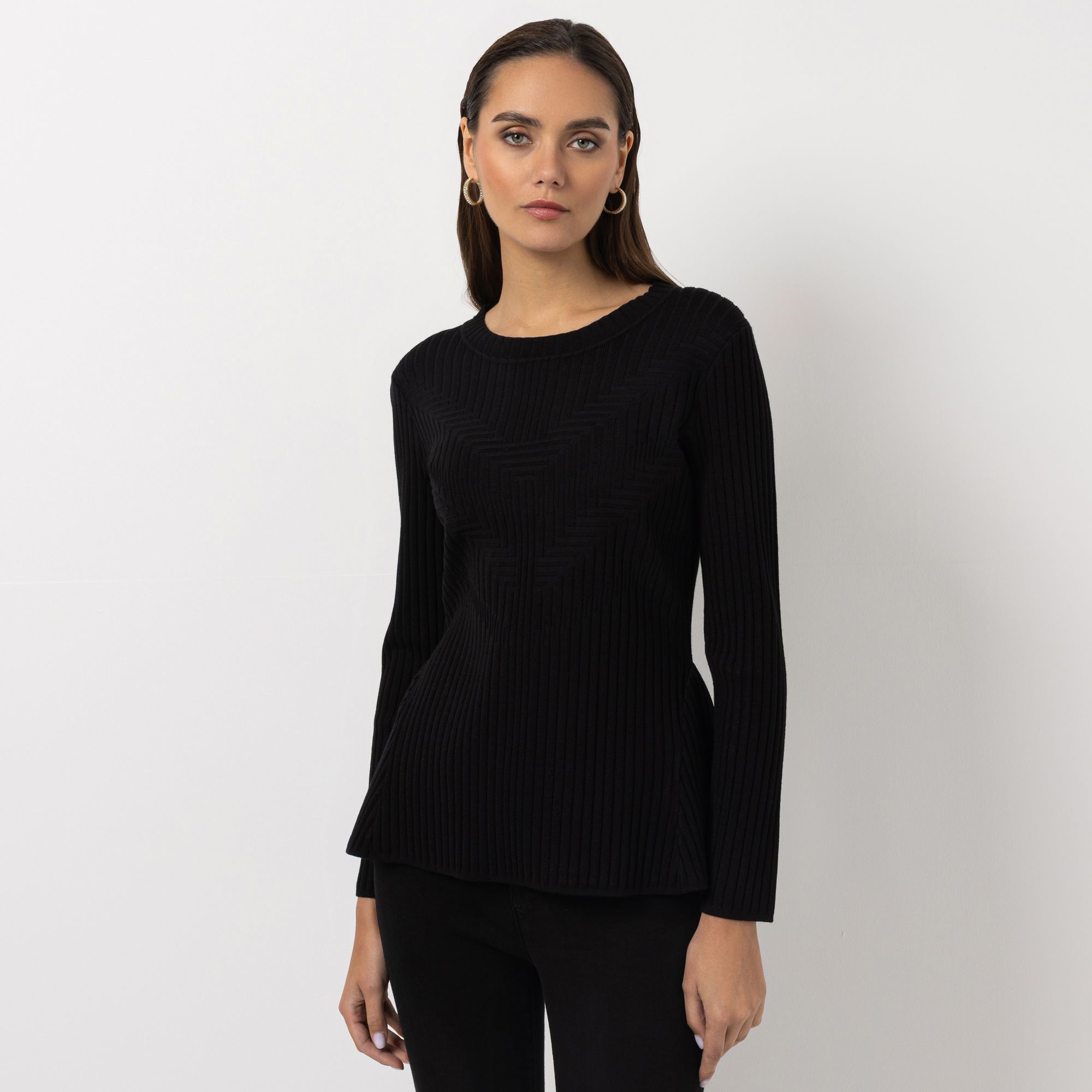 STEFFEN SCHRAUT Pullover Rundhalsausschnitt Strukturstrick ausgestellter Saum